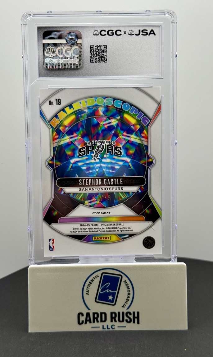 2024-25 Panini Prizm Kaleidoscopic Orange Stephon Castle RC Auto /49 CGC/JSA Authentic Autograph, back