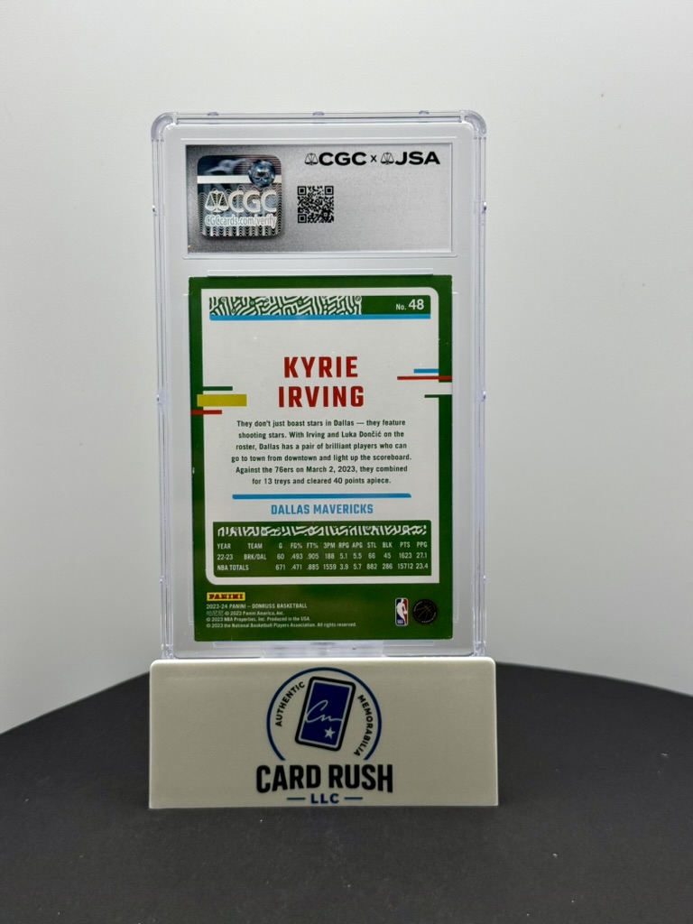 2023-24 Donruss Holo Green Laser #48 Kyrie Irving CGC/JSA Authentic IP Autograph, back