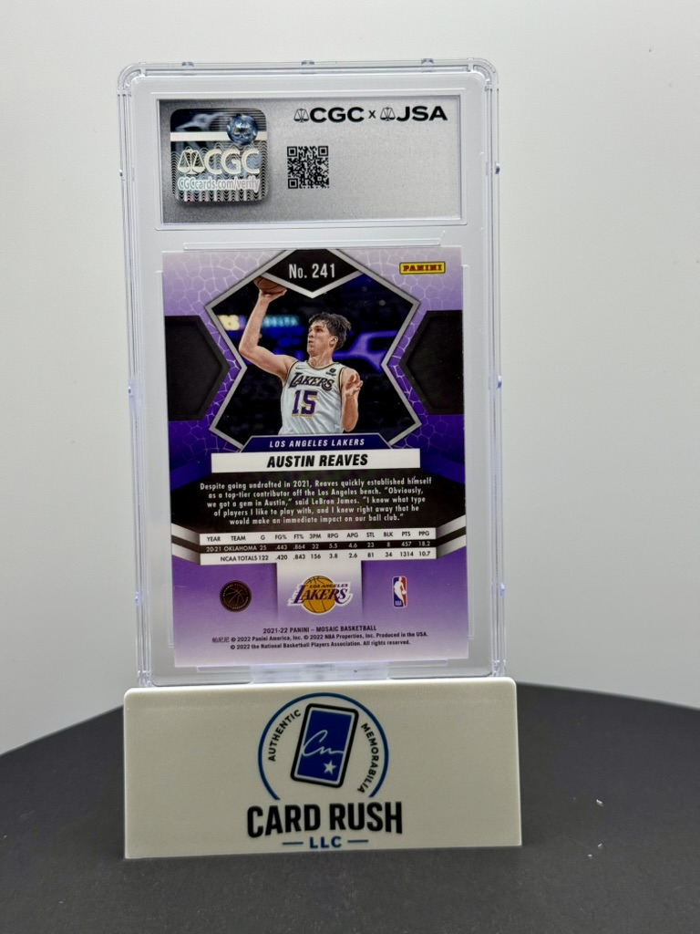 2021-22 Panini Mosaic #241 Austin Reaves Rookie Auto CGC/JSA Authentic Autograph RC, back