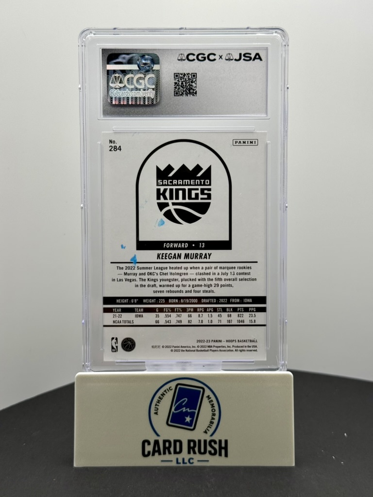 2022-23 Panini Hoops Keegan Murray RC IP Auto #284 CGC/JSA Authentic Autograph, back