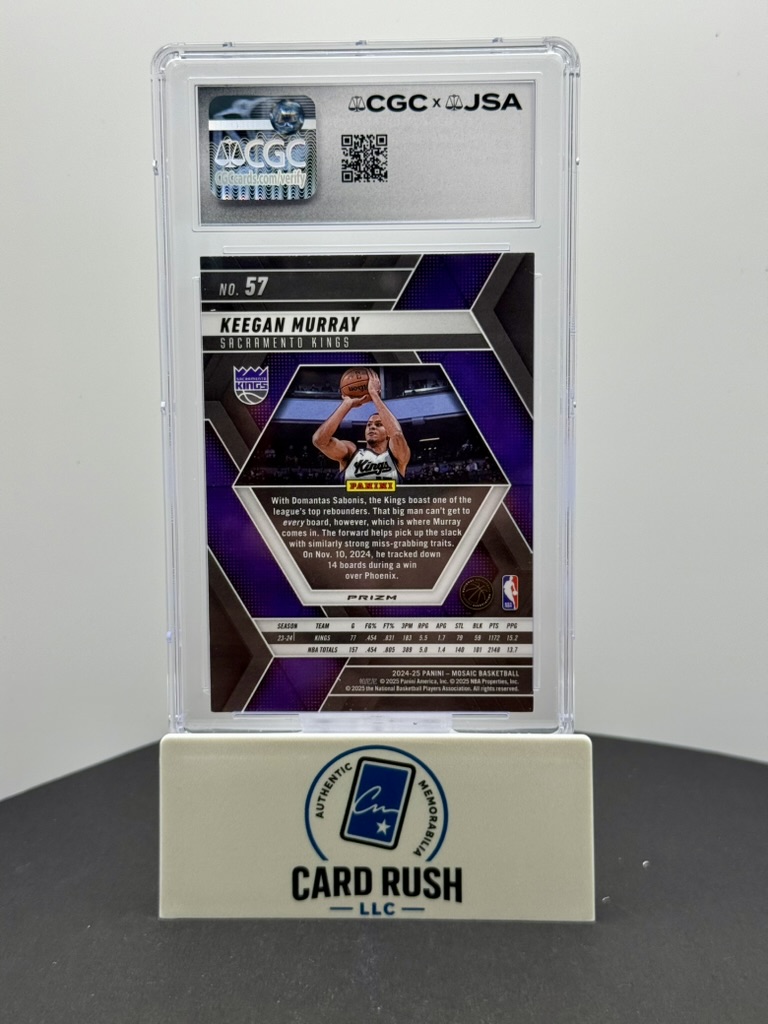 2024-25 Panini Mosaic Keegan Murray #57 Autograph - CGC/JSA Authentic, back