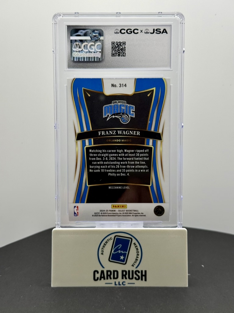 2024-25 Panini Select Franz Wagner #314 Mezzanine Level Auto CGC/JSA Authentic In-Person Autograph Orlando Magic, back