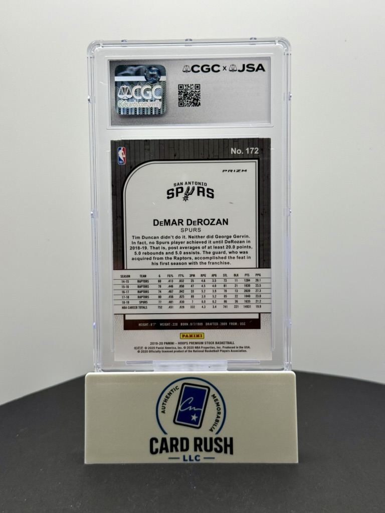 2019-20 Panini Hoops Premium Stock Premium Box Set DeMar DeRozan IP Auto CGC/JSA Authentic, back