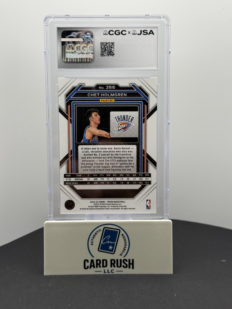 2022-23 Panini Prizm #266 Chet Holmgren Rookie RC Auto CGC/JSA Authentic Autograph, back