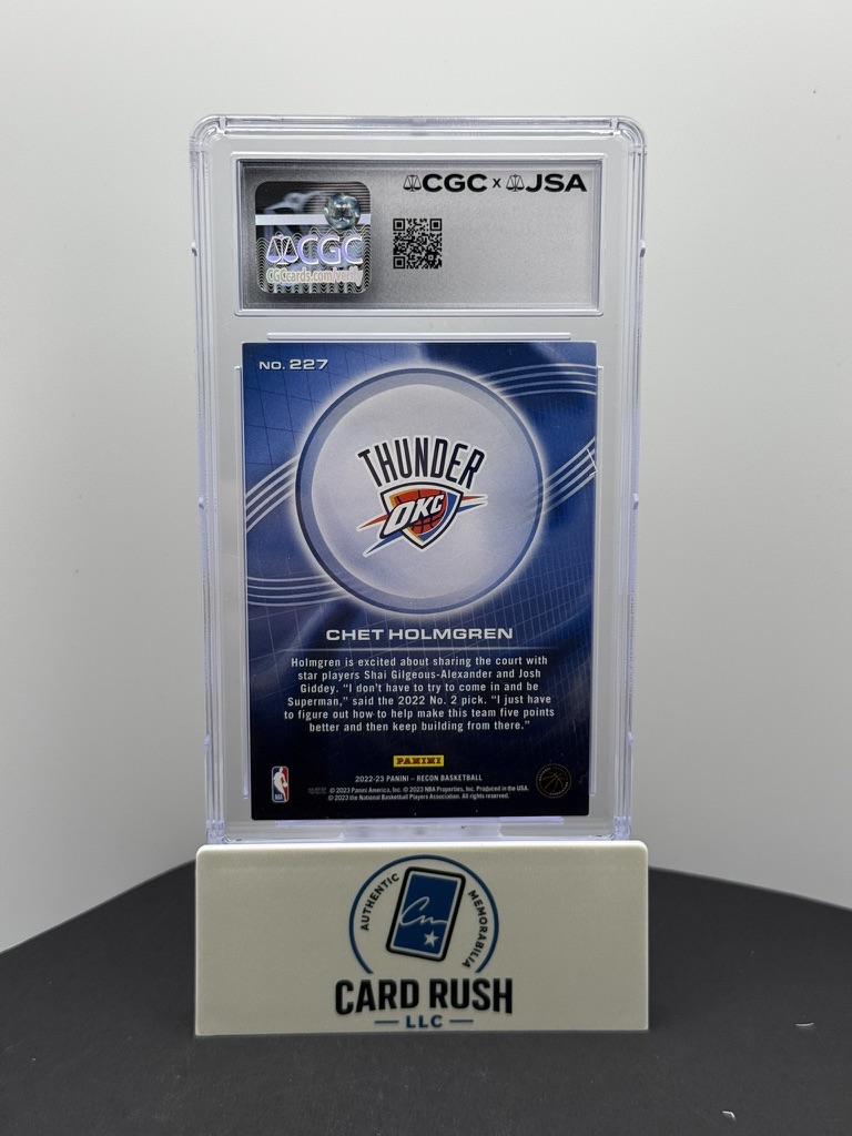 2022-23 Panini Recon Red Chet Holmgren RC Auto #227 061/199 CGC/JSA Authentic Autograph, back