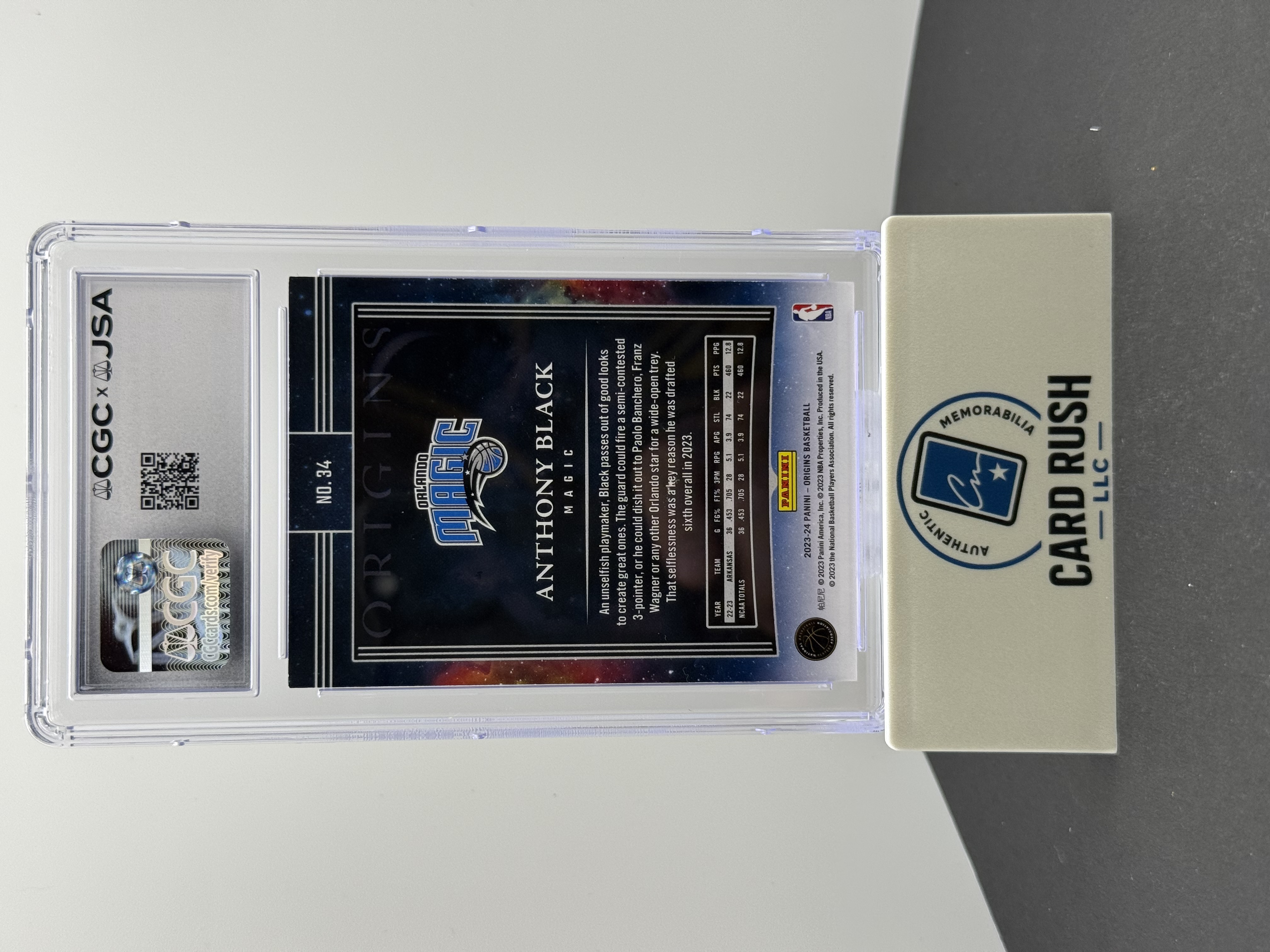2023-24 Panini Origins Anthony Black RC In-Person Rookie Auto CGC/JSA Authentic Autograph Orlando Magic, back