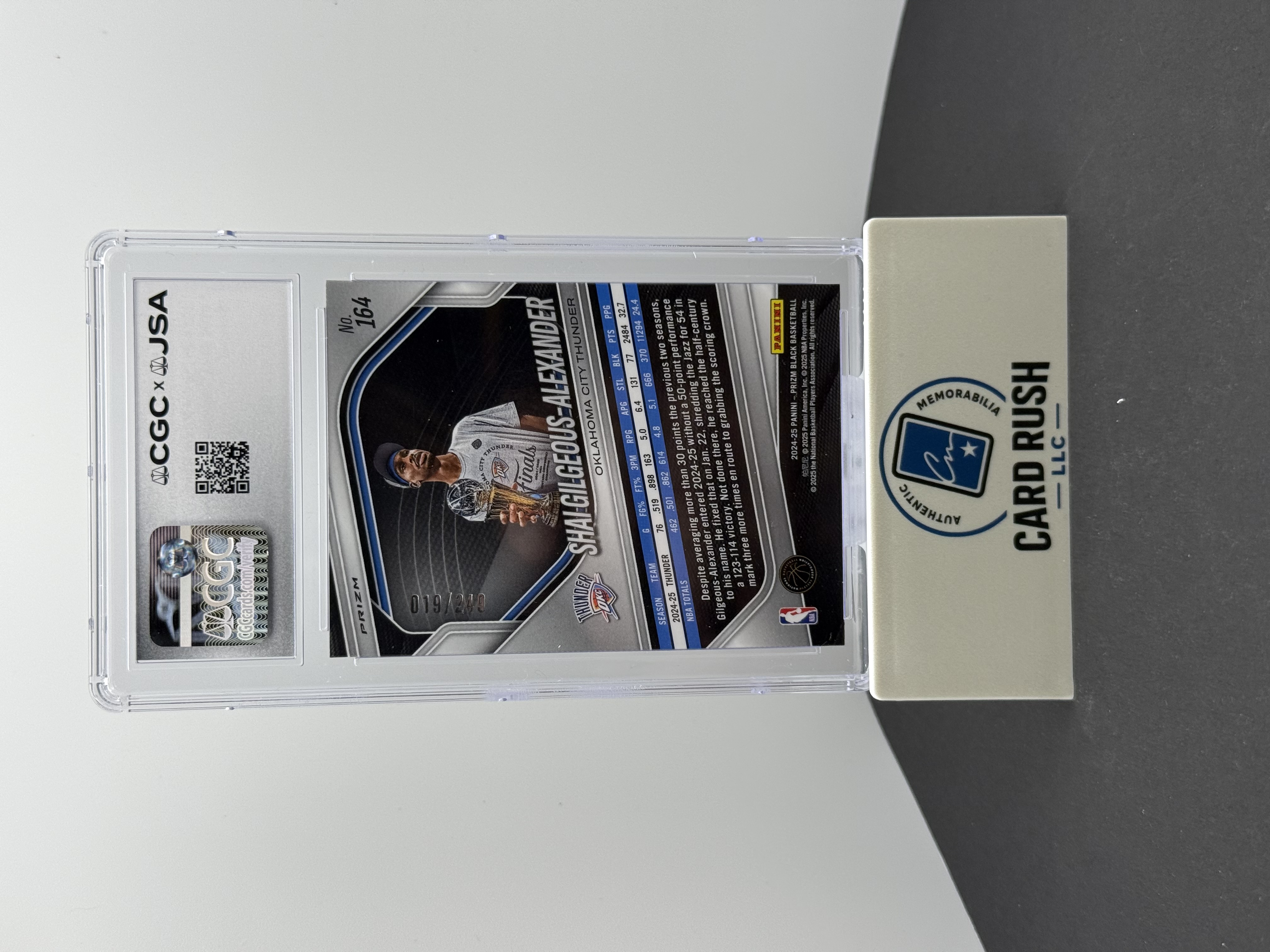 2024-25 Panini Prizm Black Skewed #164 Shai Gilgeous-Alexander Autograph Card /240 - CGC/JSA Authentic Autograph, back