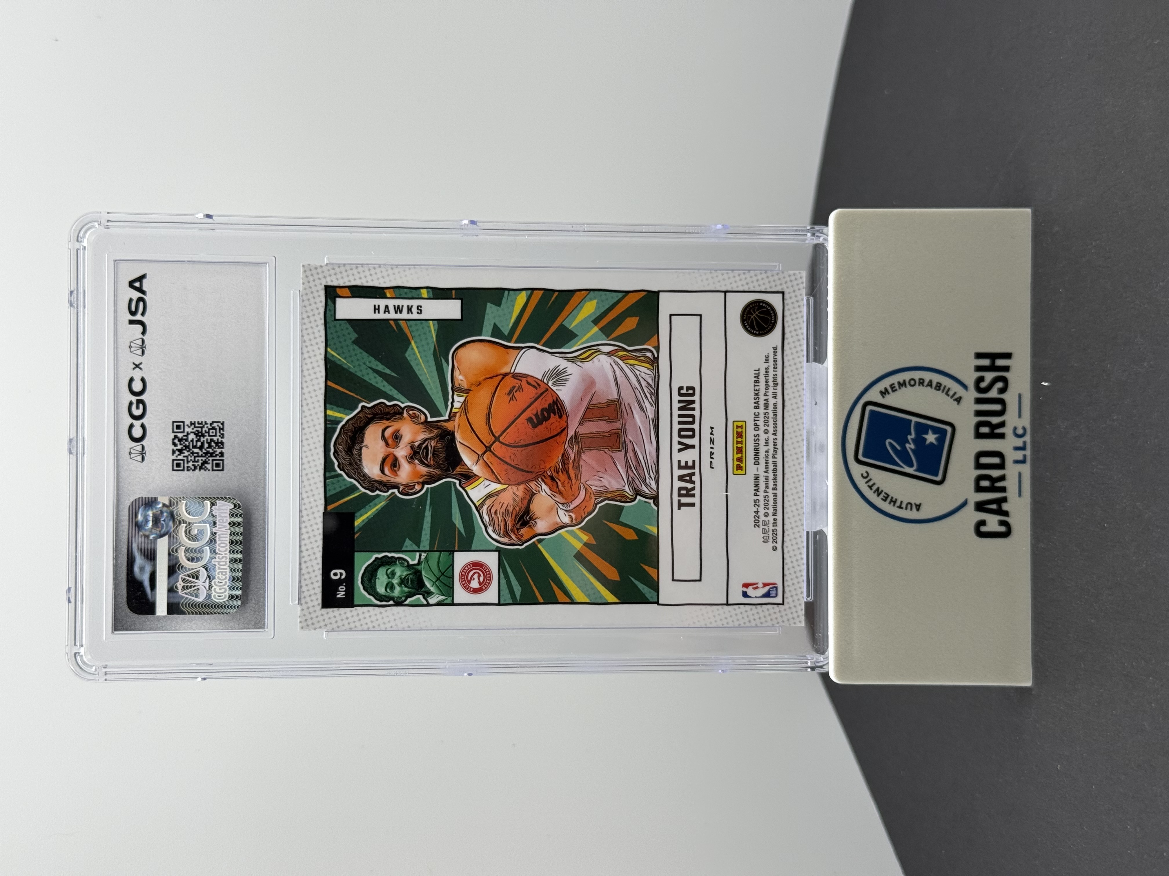 2024-25 Donruss Optic Net Marvels Fast Break Holo #9 Trae Young Auto CGC/JSA Authentic, back