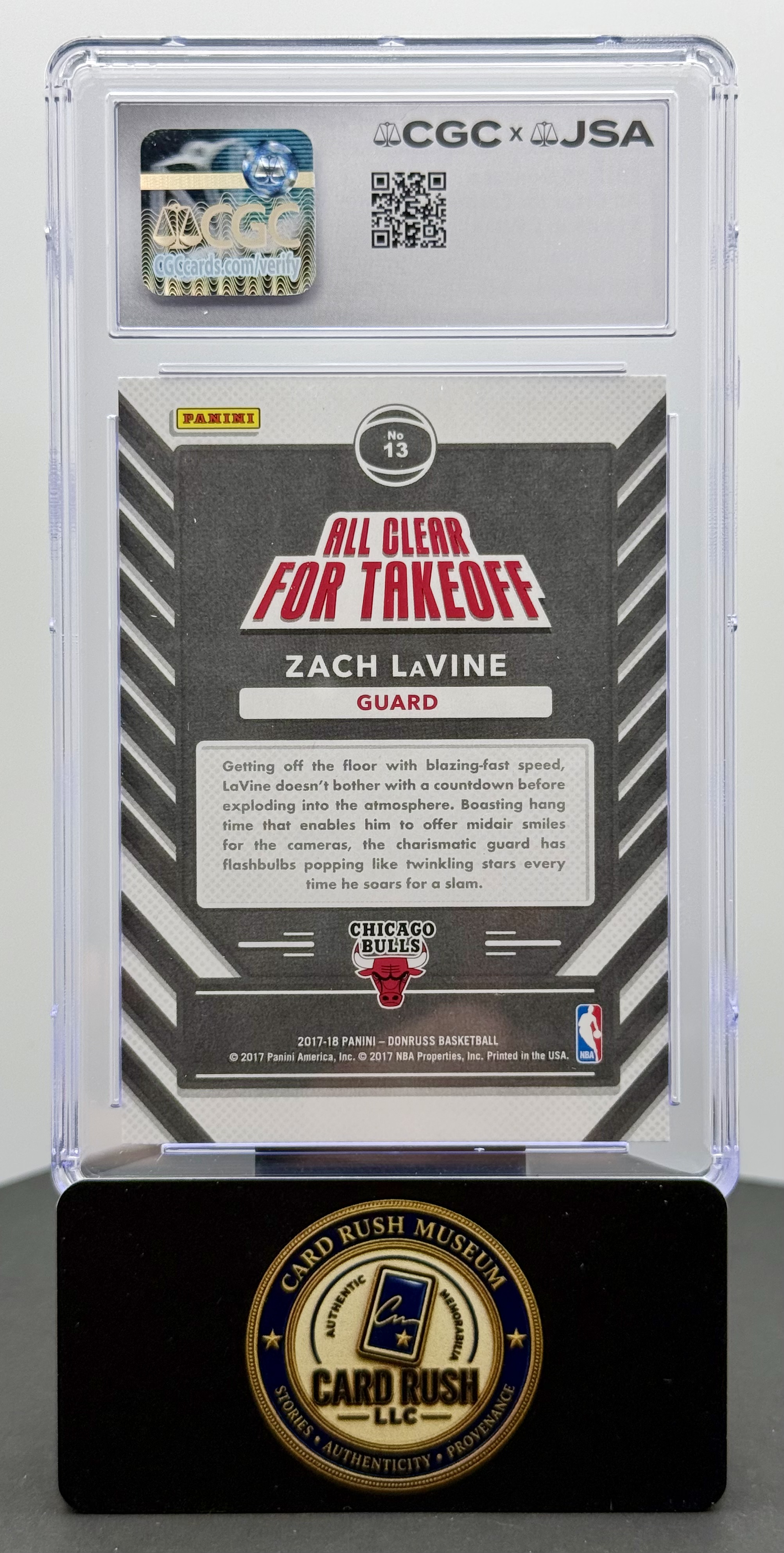 2017-18 Donruss All Clear for Takeoff #13 Zach LaVine Autograph - CGC/JSA Authentic Auto, back