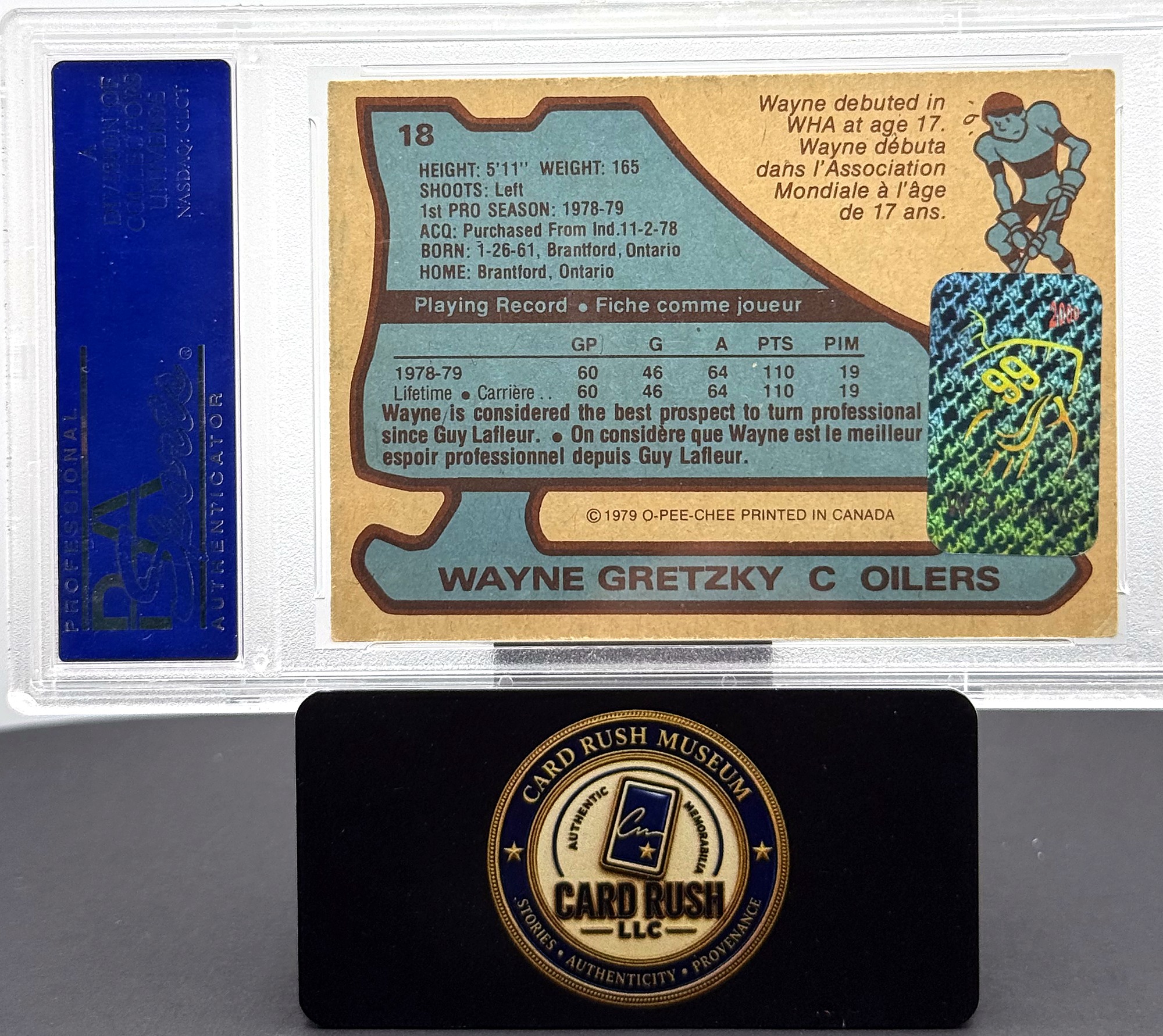 1979-80 O-Pee-Chee Wayne Gretzky #18 RC PSA EX 5 Autograph - PSA/PSA DNA Authentic, back