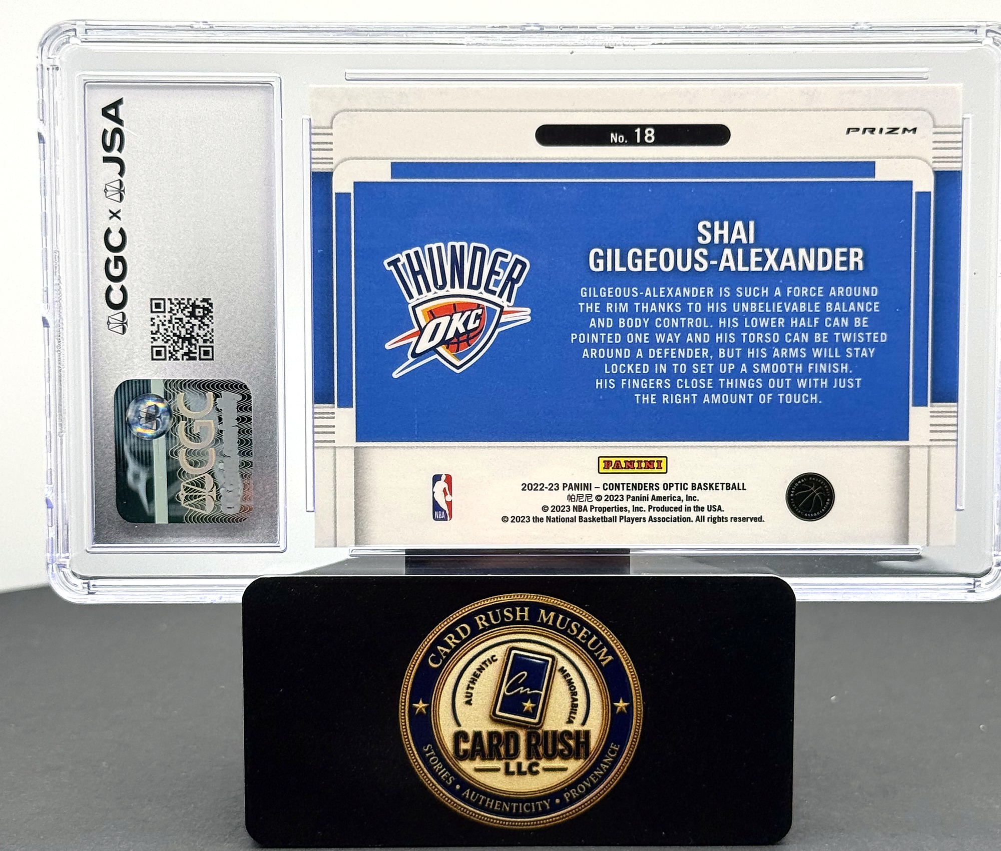 2022-23 Panini Contenders Optic Suite Shots #18 Shai Gilgeous-Alexander Auto CGC/JSA Authentic Autograph, back