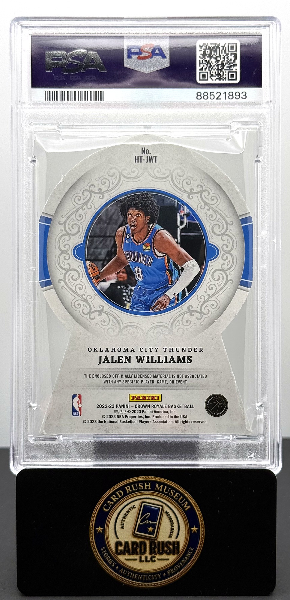 2022 Panini Crown Royale Heirs to the Throne Relic #HT-JWT Jalen Williams Auto PSA/DNA Authentic, back