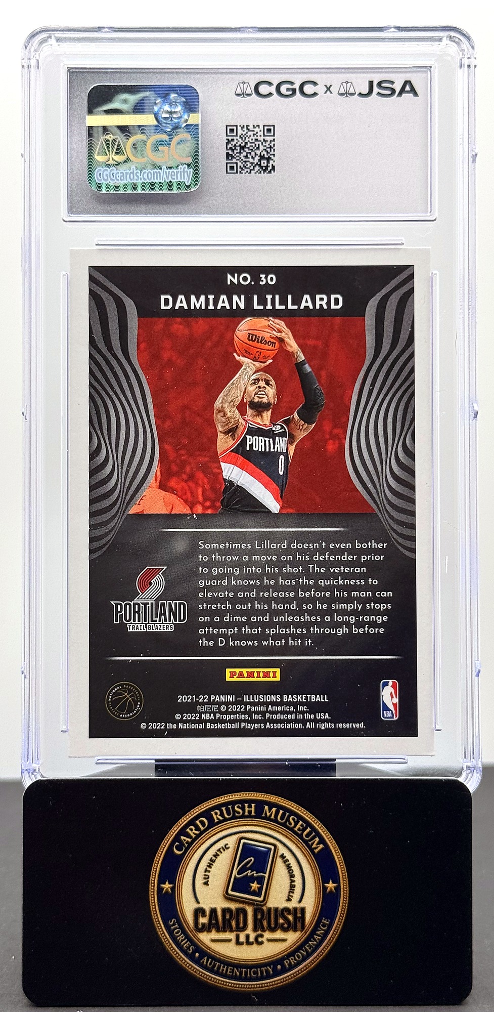 2021-22 Panini Illusions #30 Damian Lillard Auto CGC/JSA Authentic Autograph Auto 10, back
