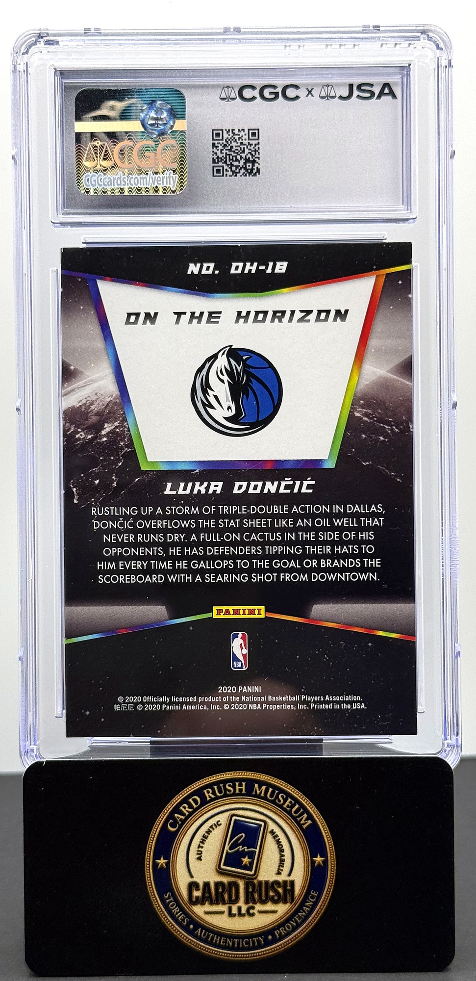 Panini Prizm On the Horizon #OH-18 Luka Doncic Auto CGC/JSA Authentic Autograph Auto 10, back