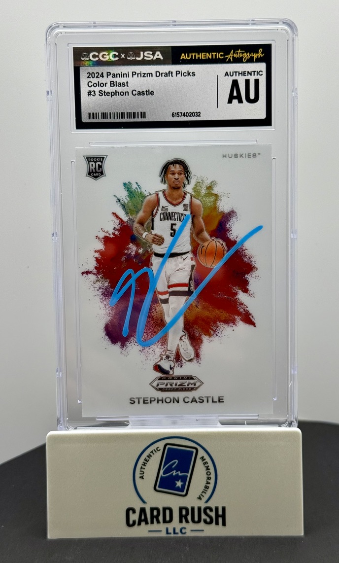 2024 Panini Prizm Draft Picks Color Blast Stephon Castle RC Auto CGC AU, front