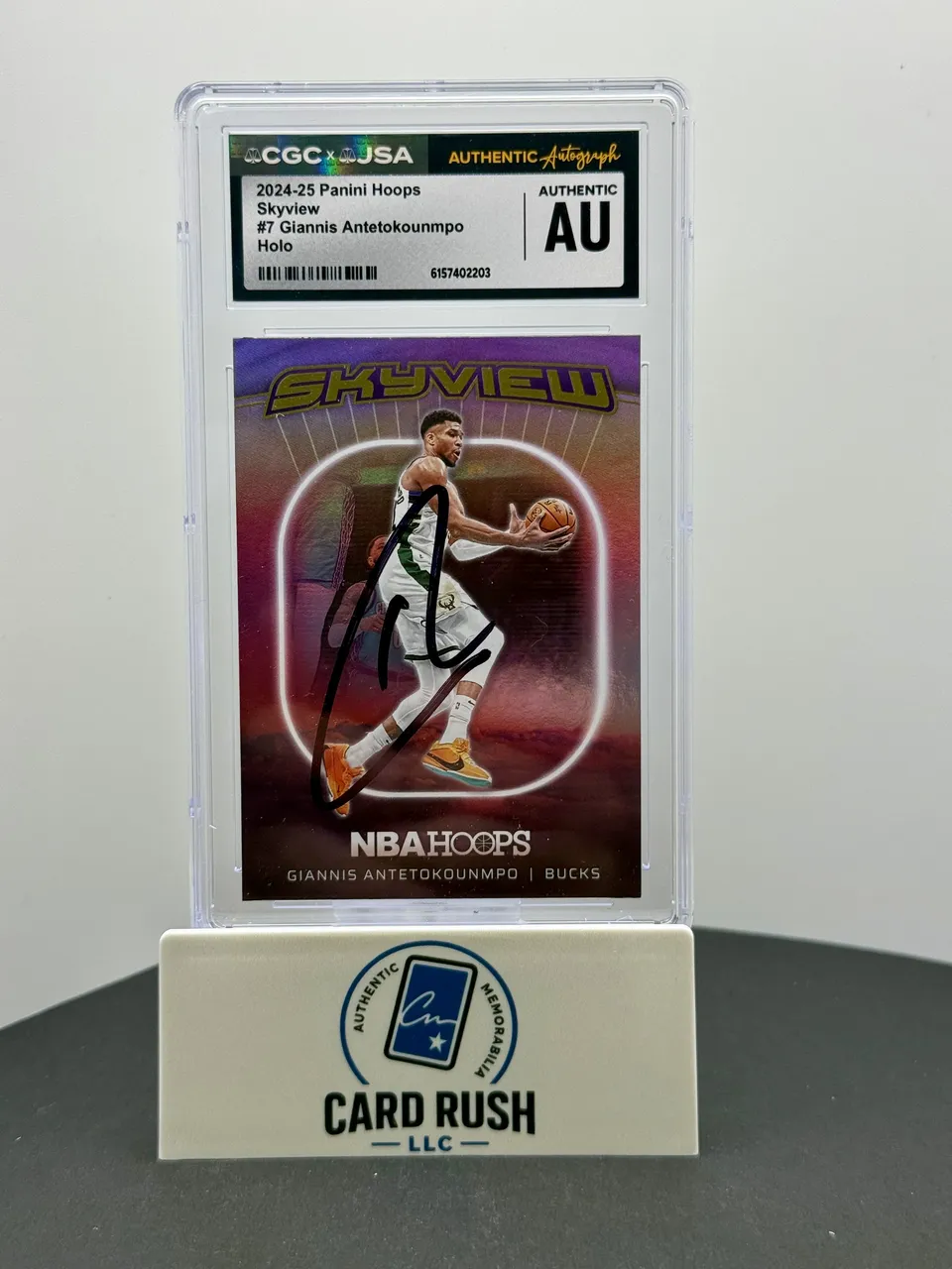 2024-25 Panini Hoops Skyview Holo #7 Giannis Antetokounmpo Auto CGC/JSA IP Authentic Autograph