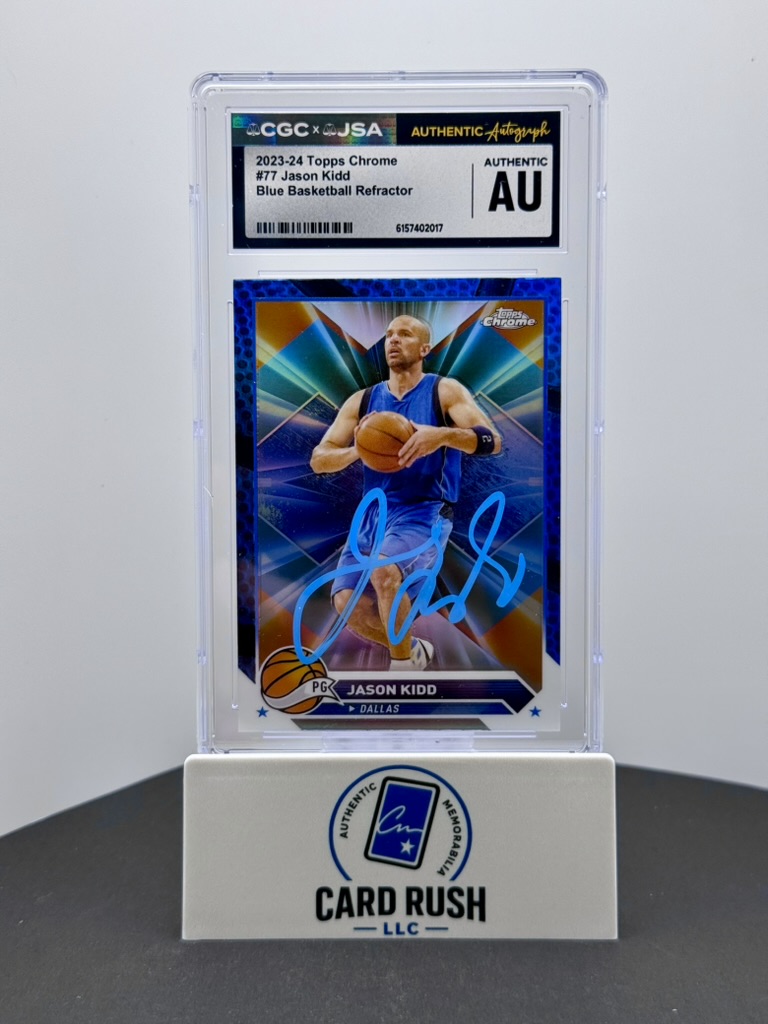 2023-24 Topps Chrome Jason Kidd Blue Refractor Auto #77 CGC/JSA Authentic Autograph - Dallas Mavericks, front