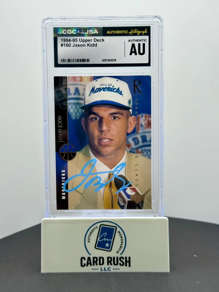 1994-95 Upper Deck Jason Kidd RC #160 Autographed Rookie Card - CGC/JSA In Person Authentic Auto