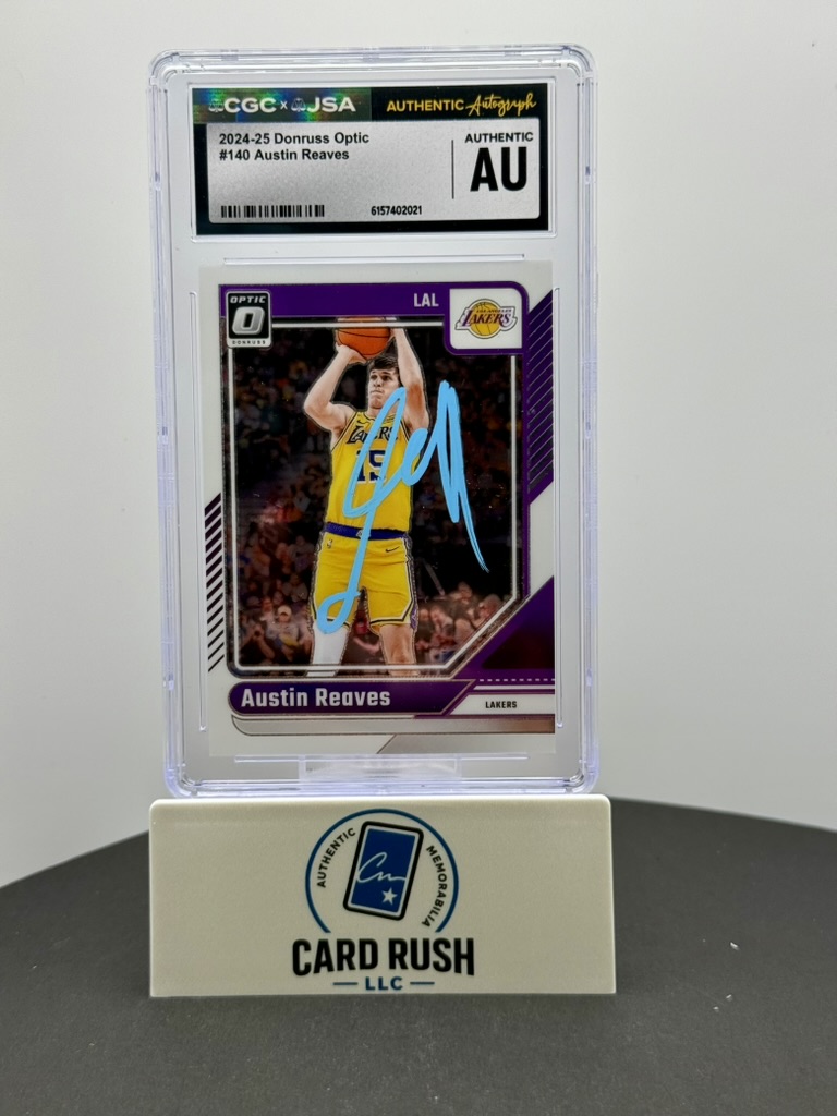 2024-25 Donruss Optic Austin Reaves Auto #140 Los Angeles Lakers CGC/JSA In Person Authentic Autograph, front