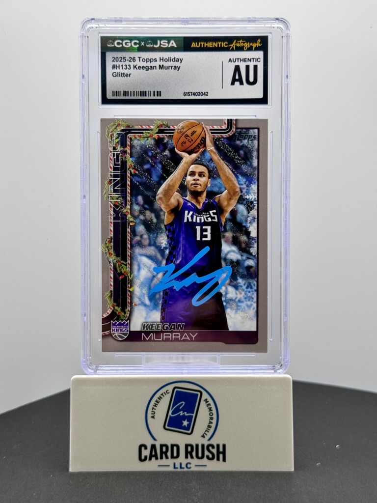 2025-26 Topps Holiday Glitter Keegan Murray #H133 IP Auto CGC/JSA Authentic Autograph, front