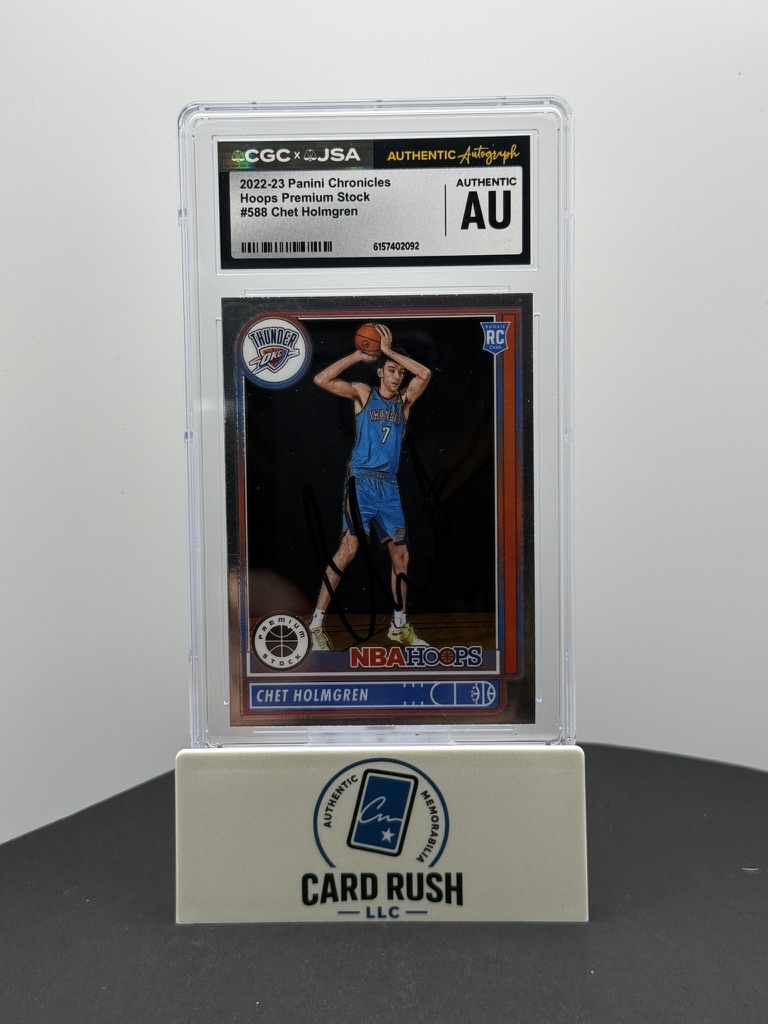2022-23 Panini Chronicles Hoops Premium Stock #588 Chet Holmgren RC IP Auto CGC/JSA Authentic, front