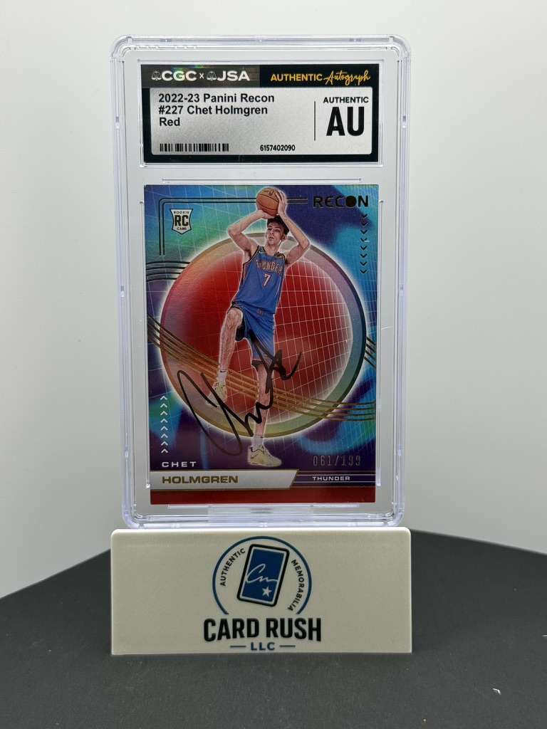 2022-23 Panini Recon Red Chet Holmgren RC Auto #227 061/199 CGC/JSA Authentic Autograph, front