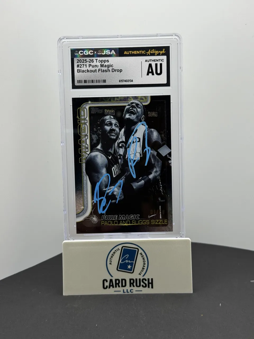 2025-26 Topps Pure Magic Blackout Flash Drop Paolo Banchero and Jalen Suggs Dual Auto /10 CGC/JSA Authentic