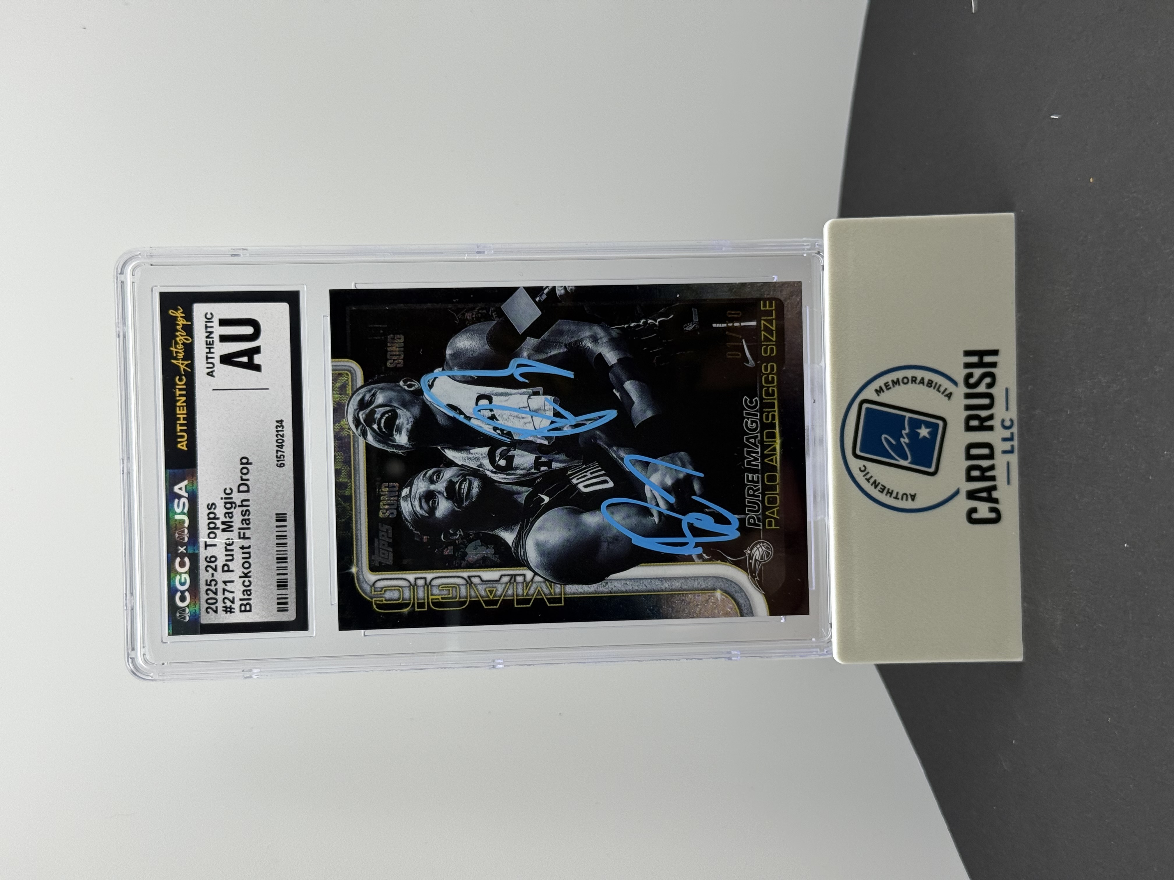 2025-26 Topps Pure Magic Blackout Flash Drop Paolo Banchero and Jalen Suggs Dual Auto /10 CGC/JSA Authentic, front