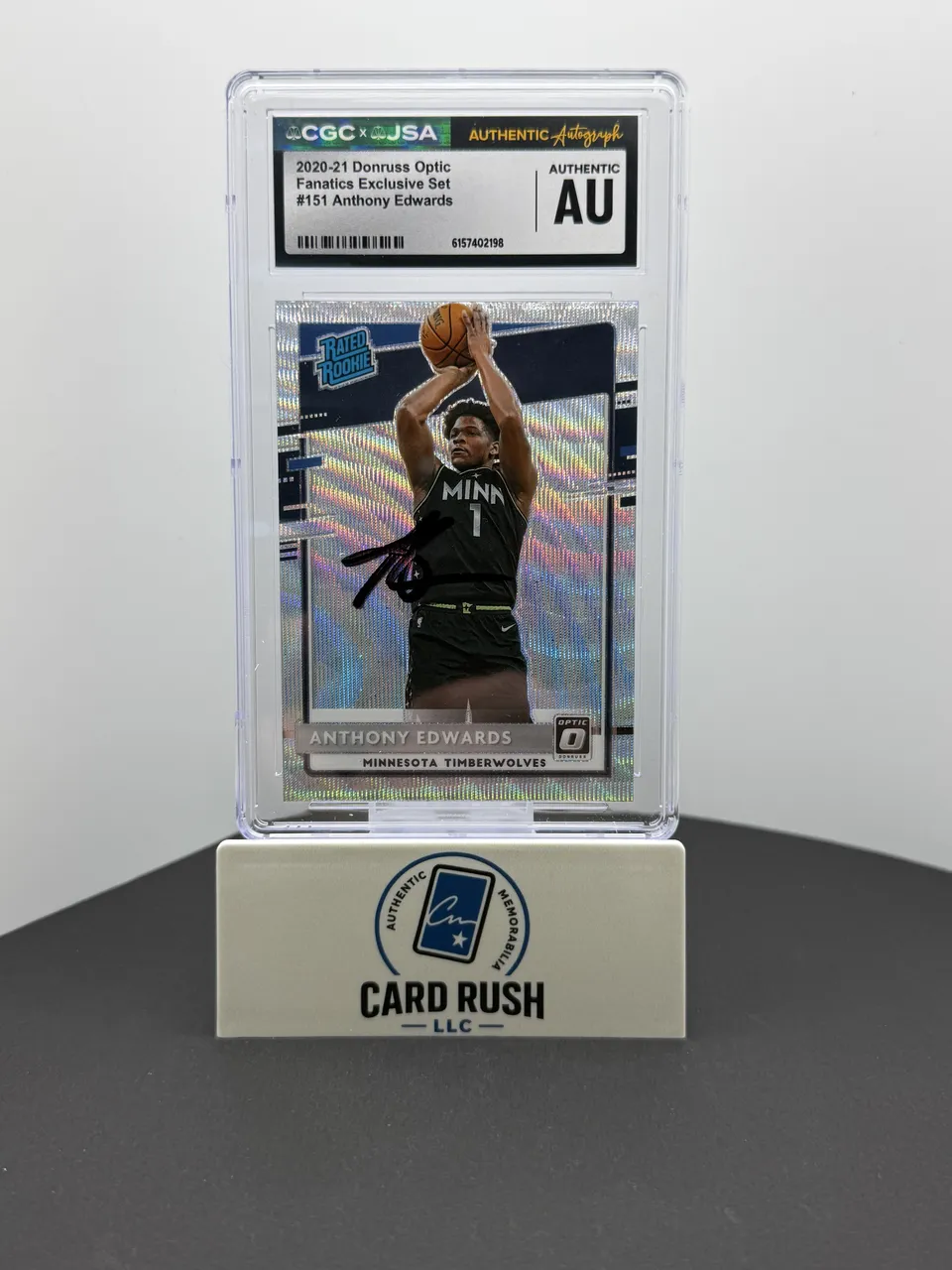 2020-21 Donruss Optic Fanatics Exclusive Anthony Edwards Rated Rookie IP Auto CGC/JSA Authentic Autograph