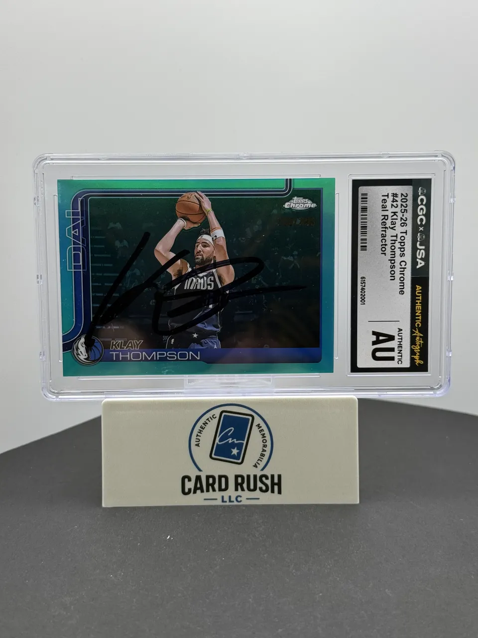 2025-26 Topps Chrome Klay Thompson Teal Refractor #42 CGC/JSA Authentic fP Autograph /299