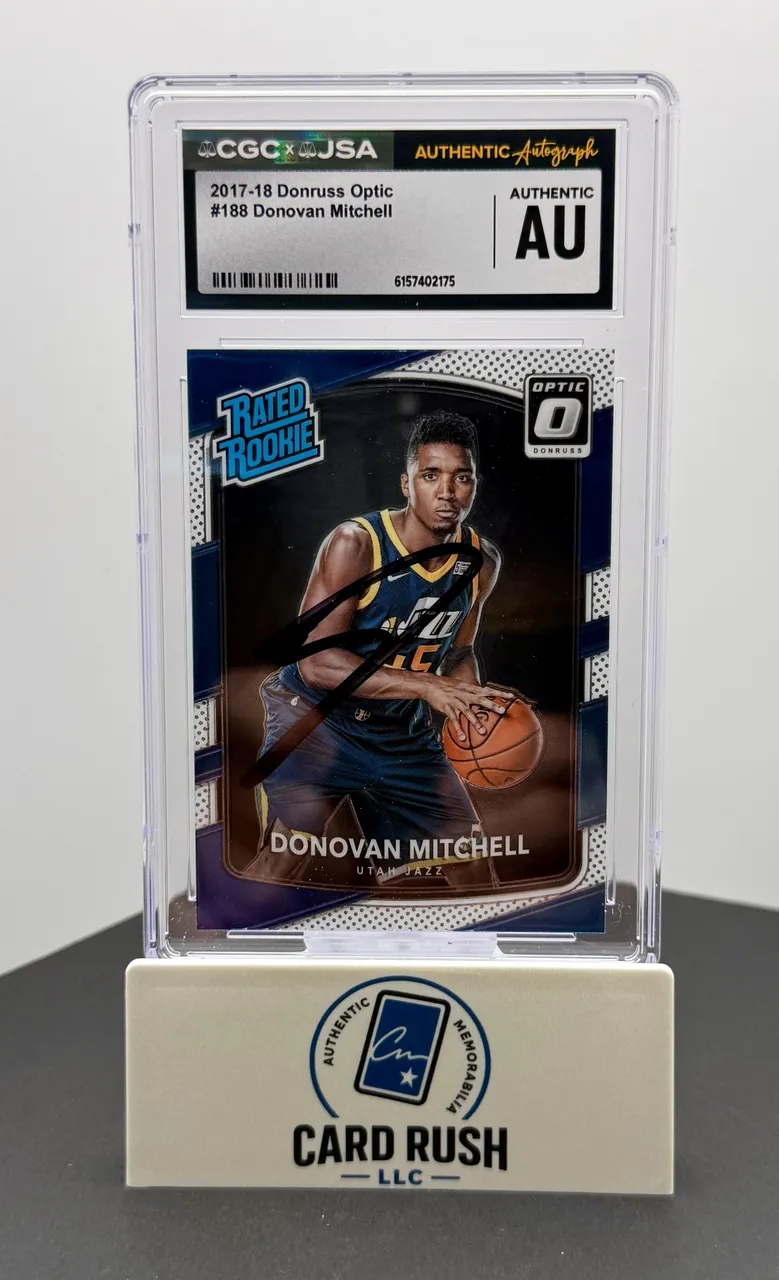 2017-18 Donruss Optic Donovan Mitchell Rated Rookie IP Auto CGC/JSA Authentic