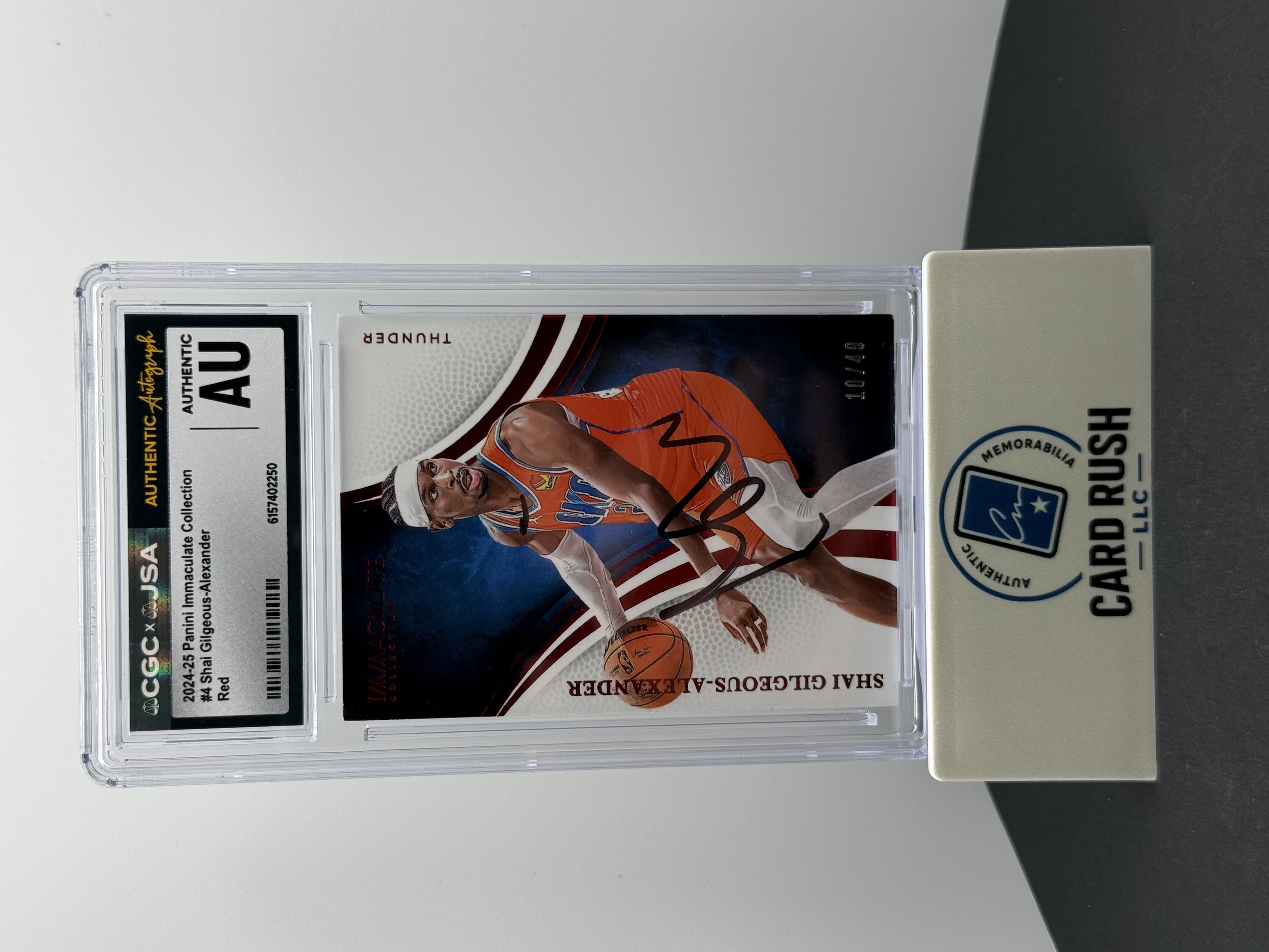 2024-25 Panini Immaculate Collection Shai Gilgeous-Alexander Red IP Auto #4 /49 CGC/JSA Authentic, front