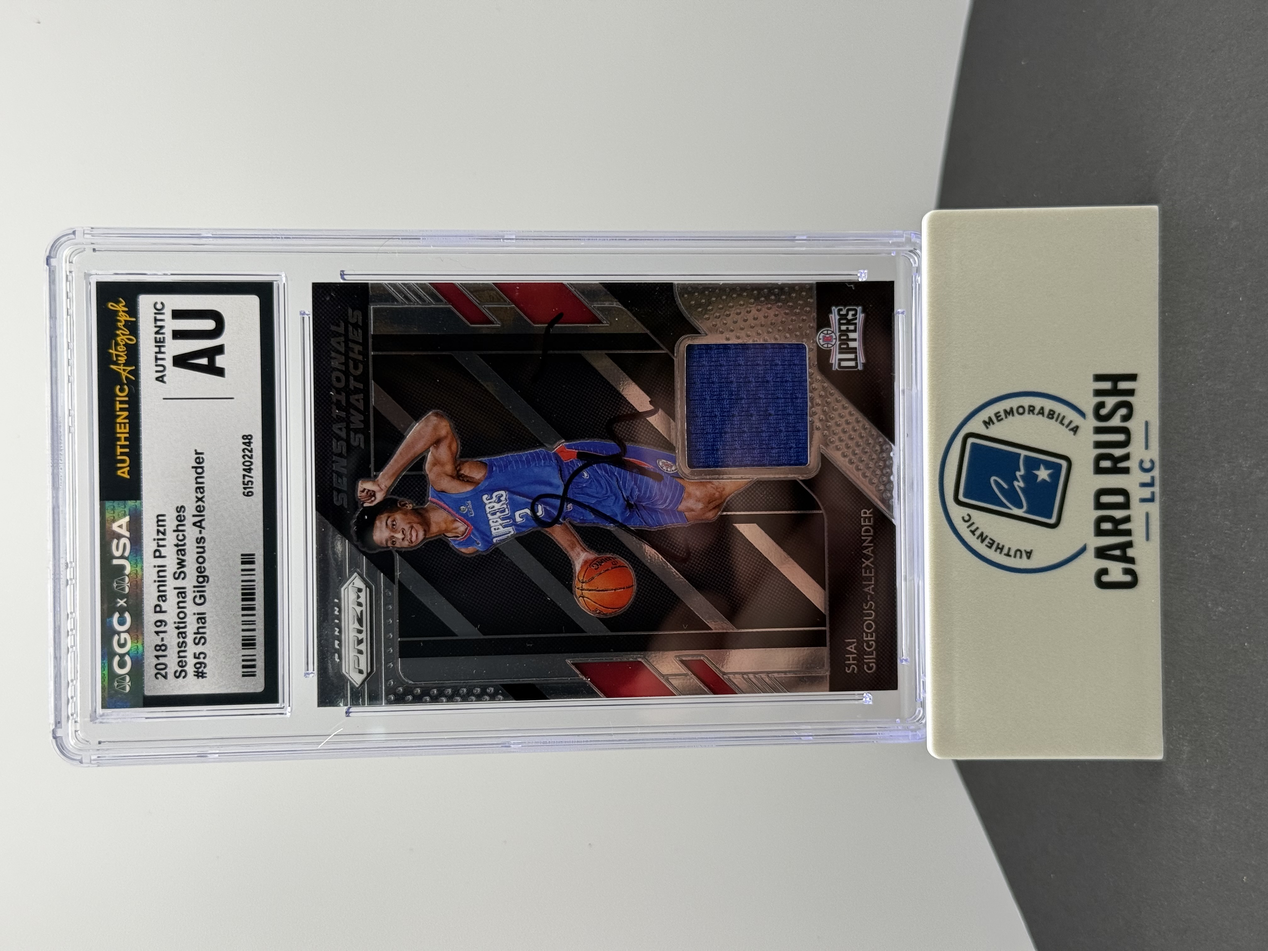 2018-19 Panini Prizm Sensational Swatches Shai Gilgeous-Alexander RC Patch IP Auto CGC/JSA Authentic, front