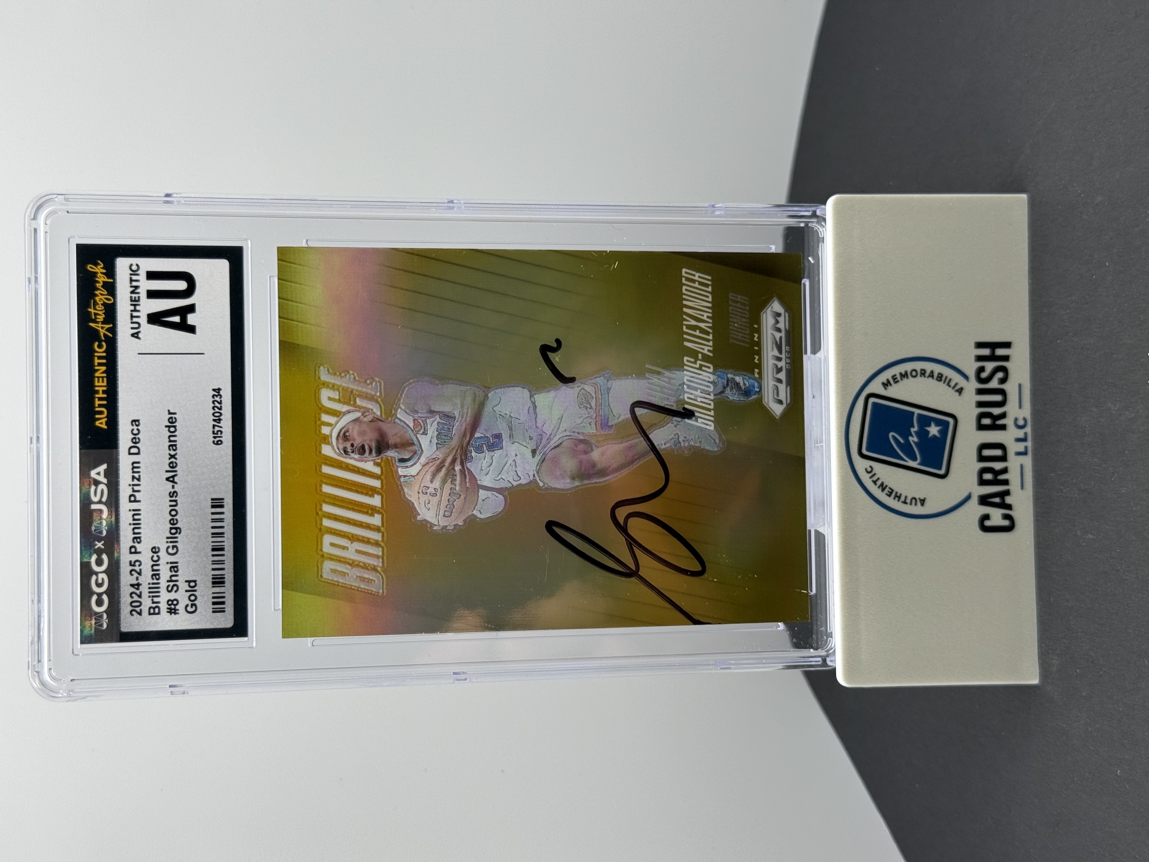 2024-25 Panini Prizm Deca Brilliance Shai Gilgeous-Alexander Gold Auto /10 CGC/JSA Authentic Autograph, front