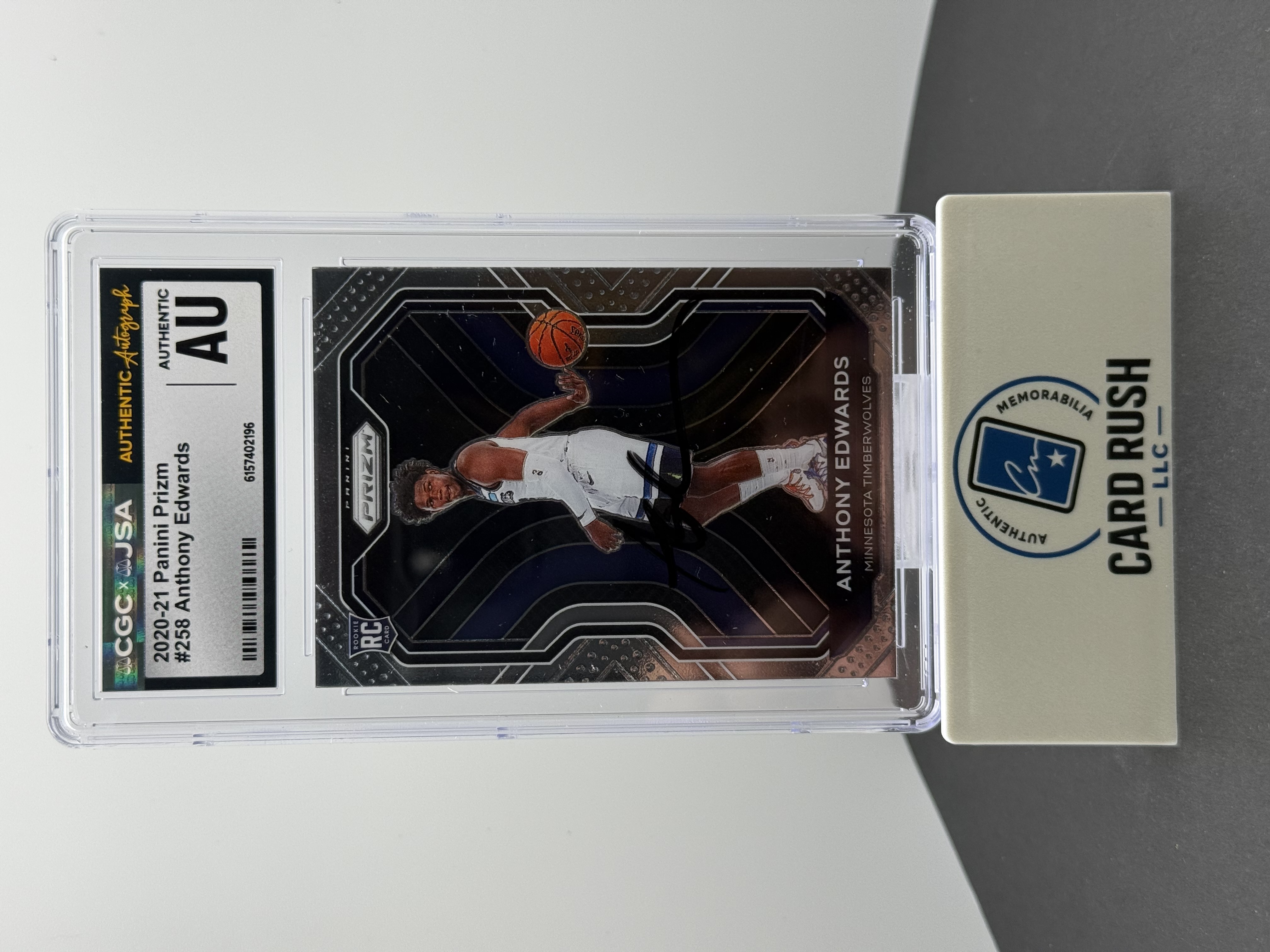 2020-21 Panini Prizm Anthony Edwards RC IP Auto CGC/JSA Authentic, front