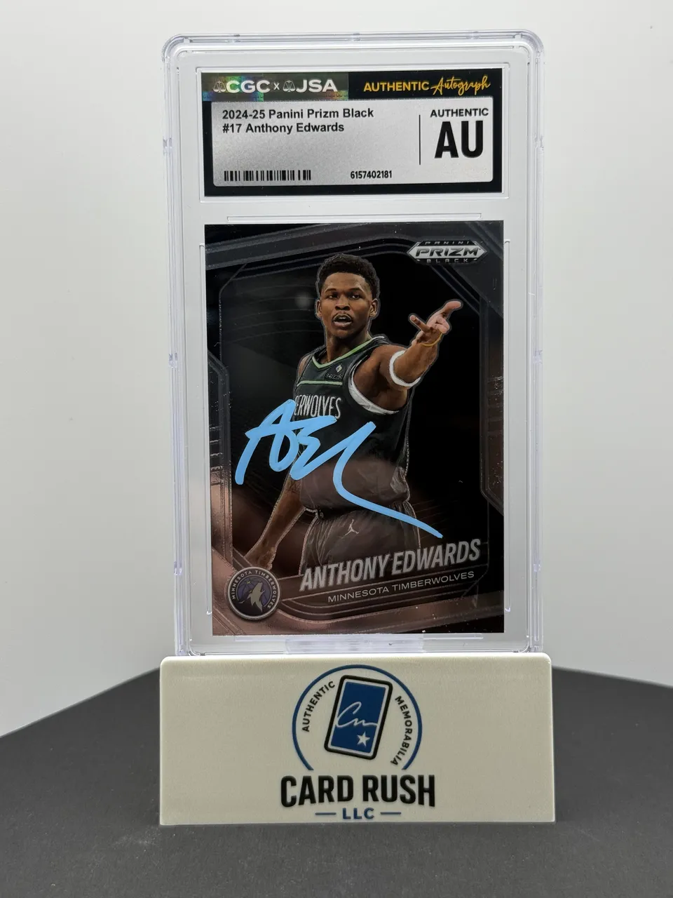 2024-25 Panini Prizm Black Anthony Edwards #17 Auto Minnesota Timberwolves CGC/JSA Authentic Autograph