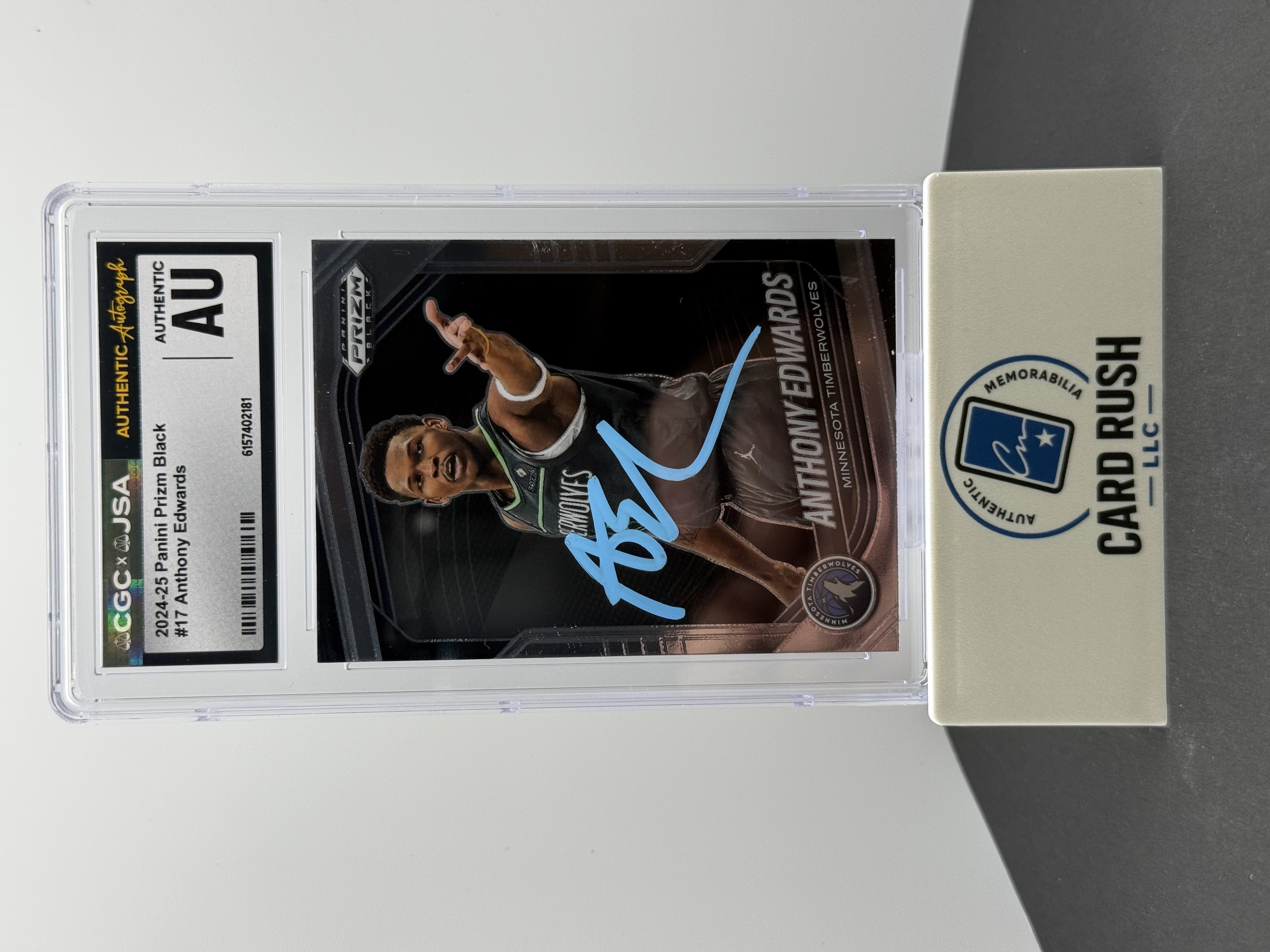 2024-25 Panini Prizm Black Anthony Edwards #17 Auto Minnesota Timberwolves CGC/JSA Authentic Autograph, front