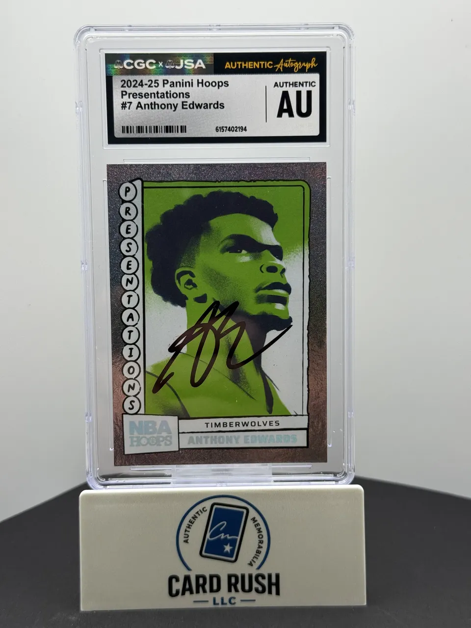 2024-25 Panini Hoops Presentations #7 Anthony Edwards Autograph CGC/JSA Authentic
