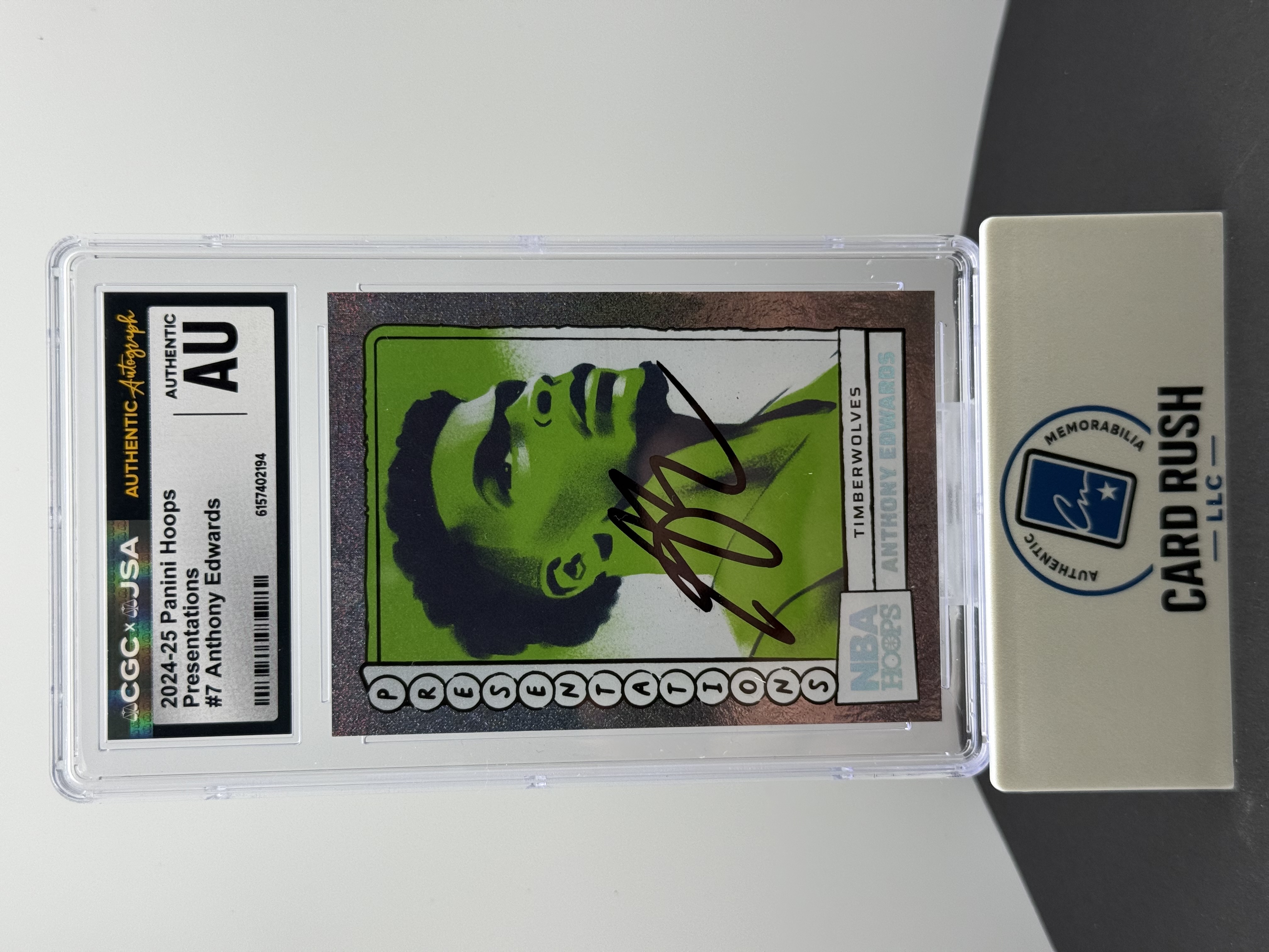 2024-25 Panini Hoops Presentations #7 Anthony Edwards Autograph CGC/JSA Authentic, front