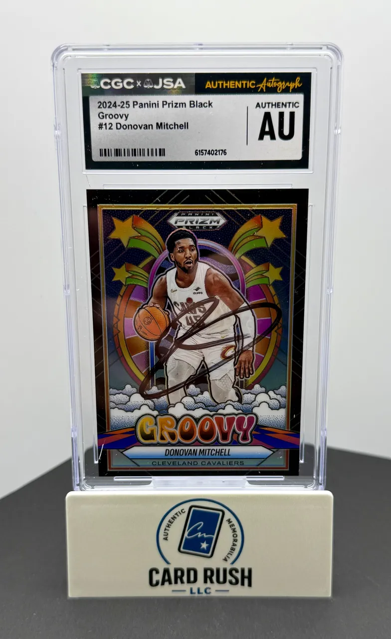 2024-25 Panini Prizm Black Groovy #12 Donovan Mitchell IP Autograph CGC/JSA Authentic