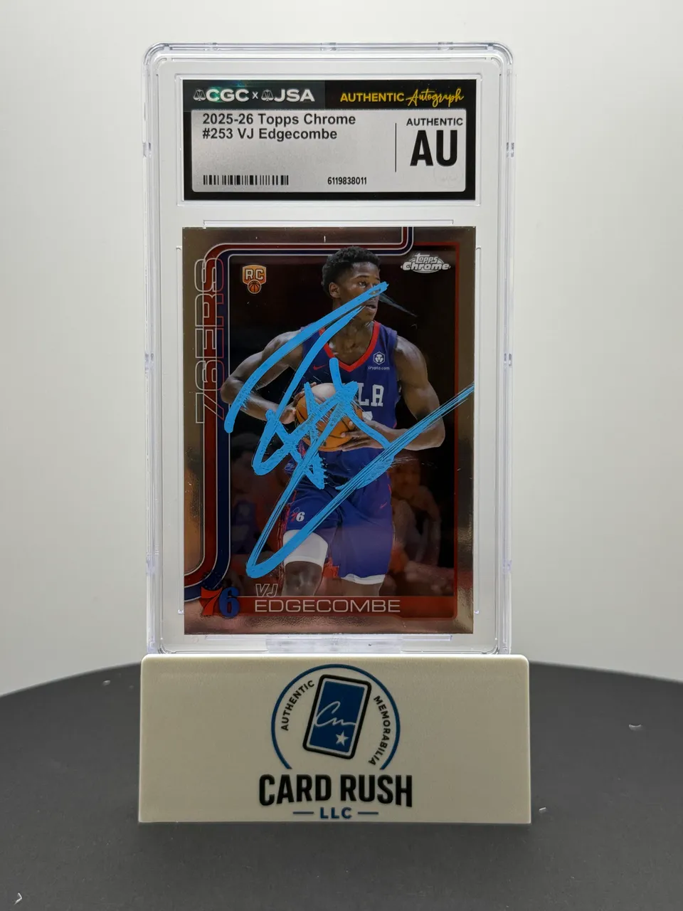 2025-26 Topps Chrome #253 VJ Edgecombe RC Auto CGC/JSA Authentic Autograph