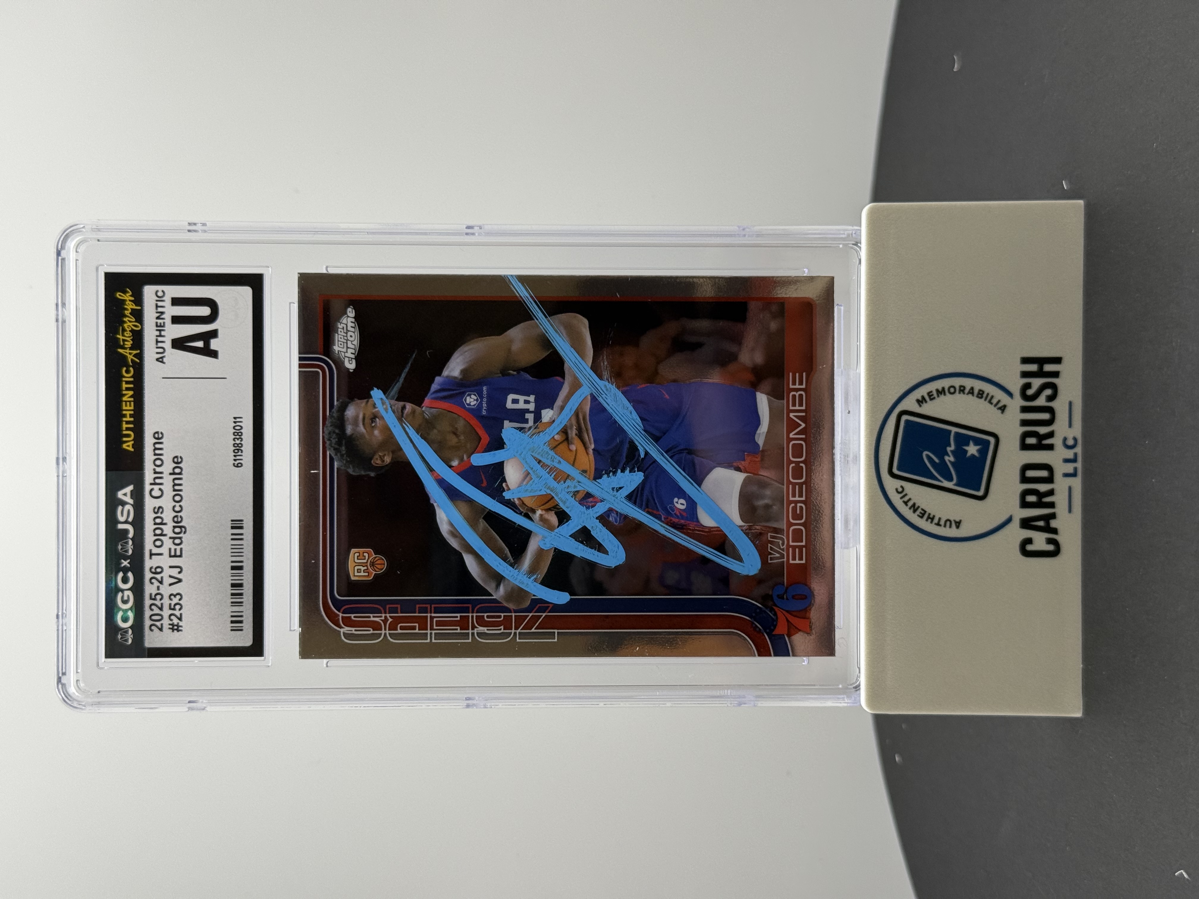 2025-26 Topps Chrome #253 VJ Edgecombe RC Auto CGC/JSA Authentic Autograph, front