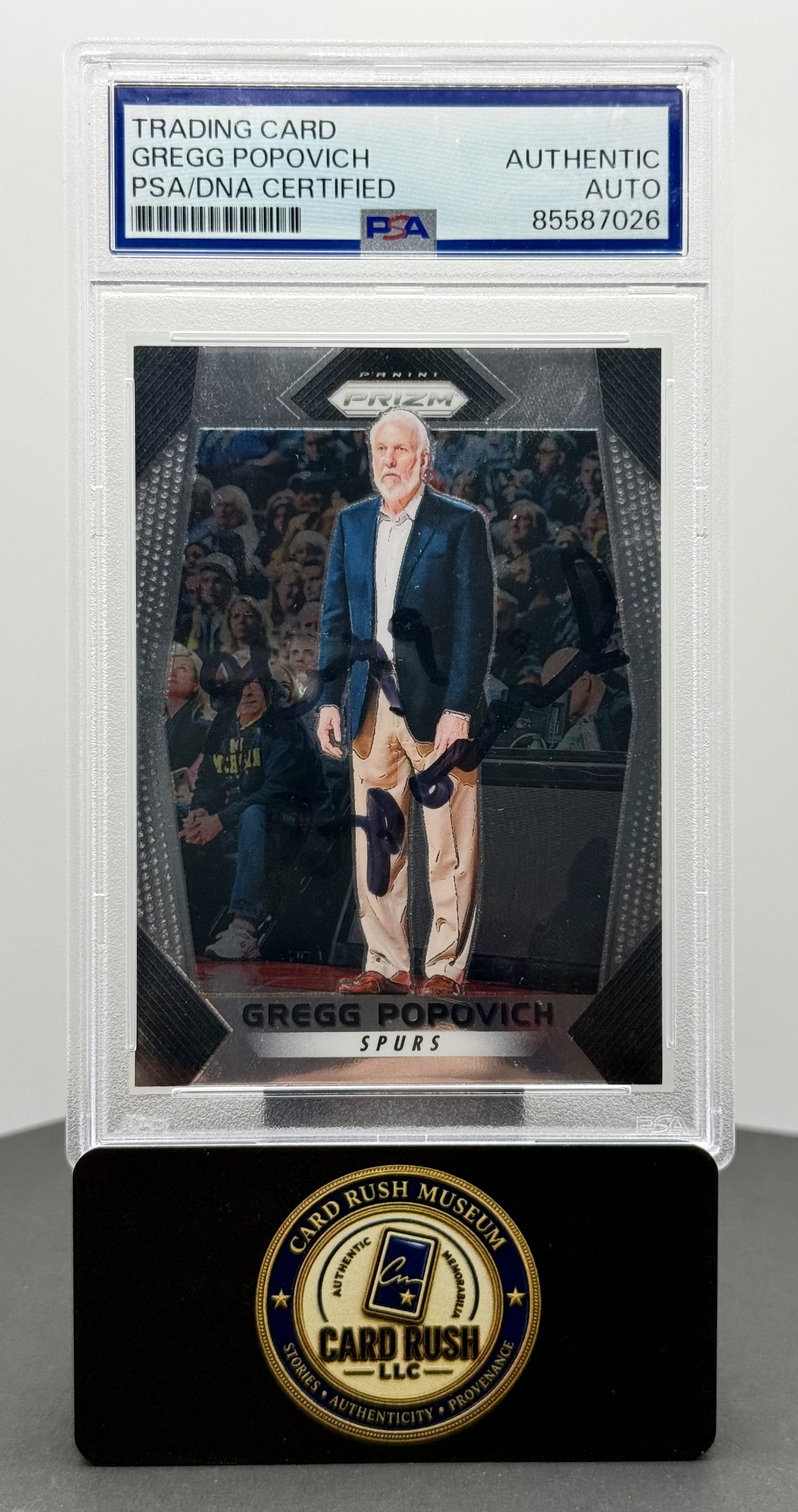 2017-18 Panini Prizm Gregg Popovich #300 Auto PSA/PSA/DNA Authentic, front