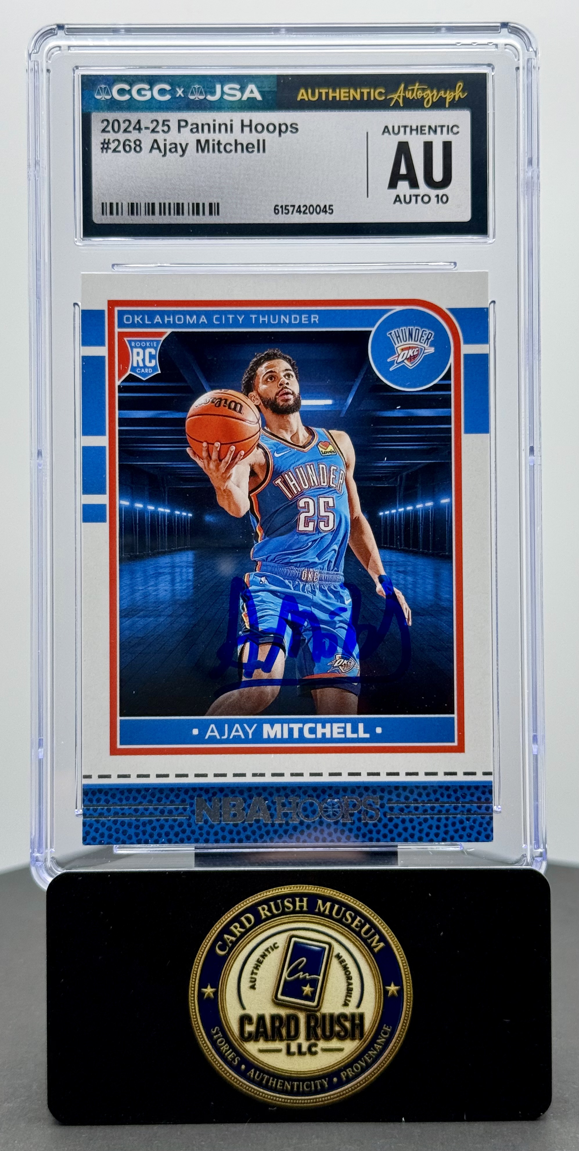 2024-25 Panini Hoops #268 Ajay Mitchell RC Auto CGC/JSA Authentic Autograph, front