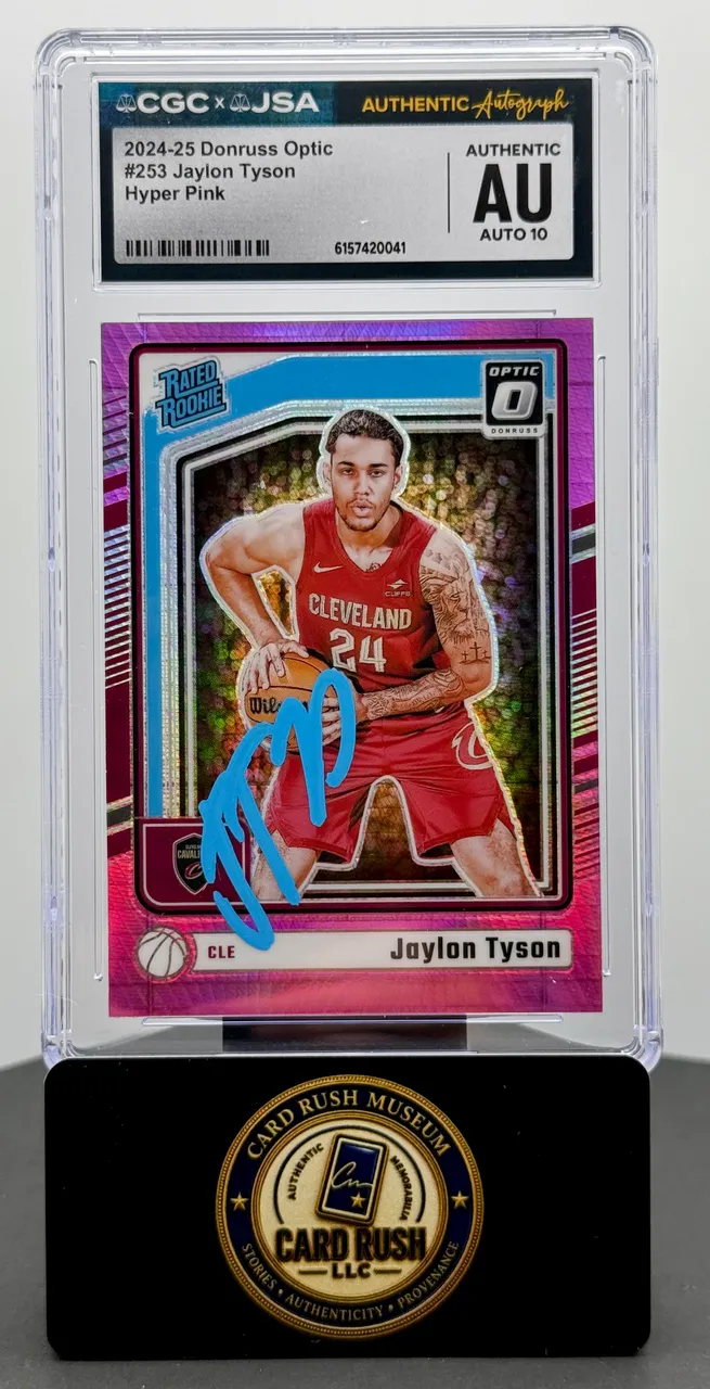 2024-25 Donruss Optic Jaylon Tyson Hyper Pink Rated Rookie #253 CGC/JSA Authentic Autograph Auto 10 RC
