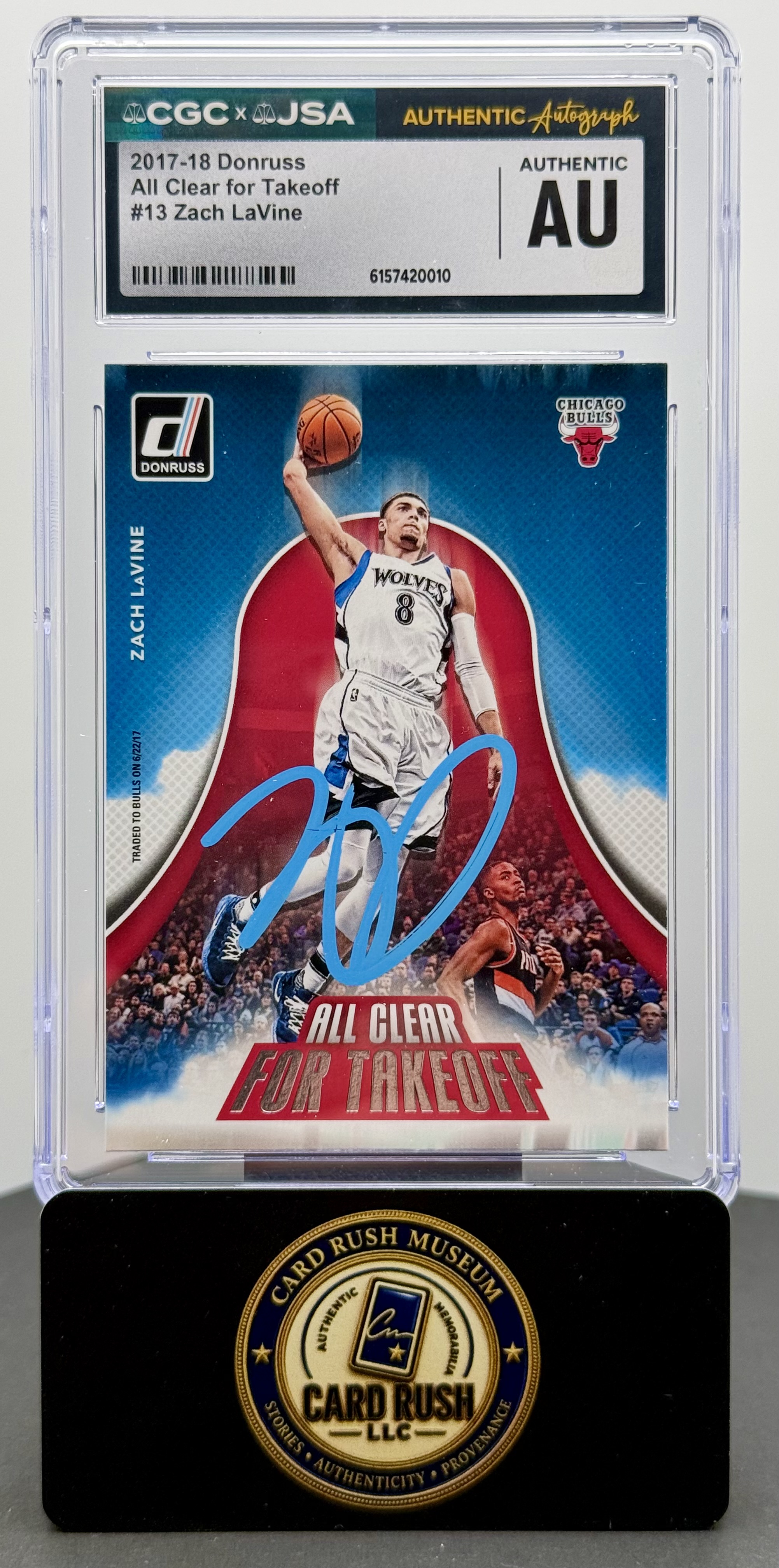 2017-18 Donruss All Clear for Takeoff #13 Zach LaVine Autograph - CGC/JSA Authentic Auto, front