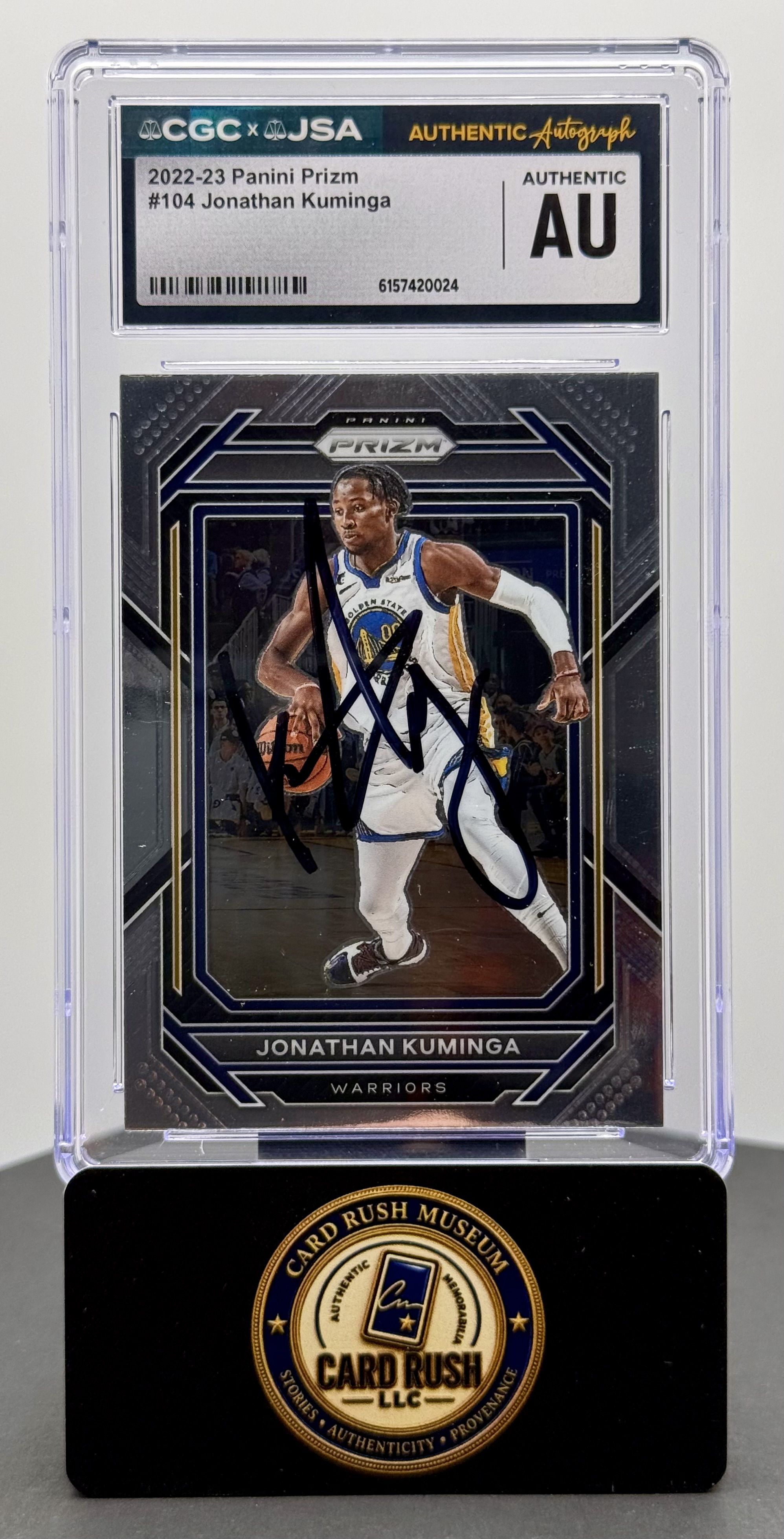 2022-23 Panini Prizm #104 Jonathan Kuminga On-Card Auto CGC/JSA Authentic Autograph, front