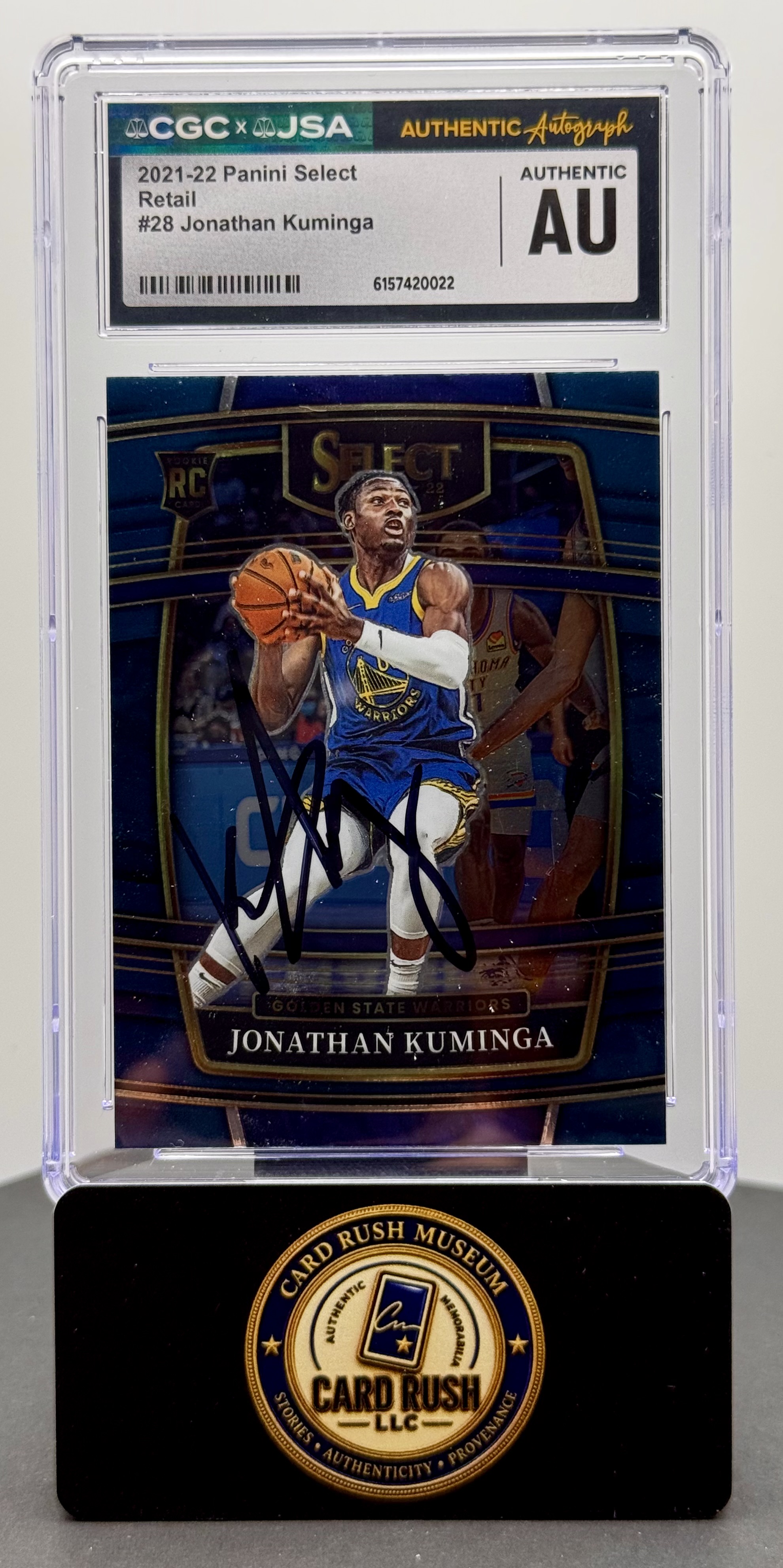 2021-22 Panini Select Retail Concourse Jonathan Kuminga RC Auto CGC/JSA Authentic Autograph #28, front