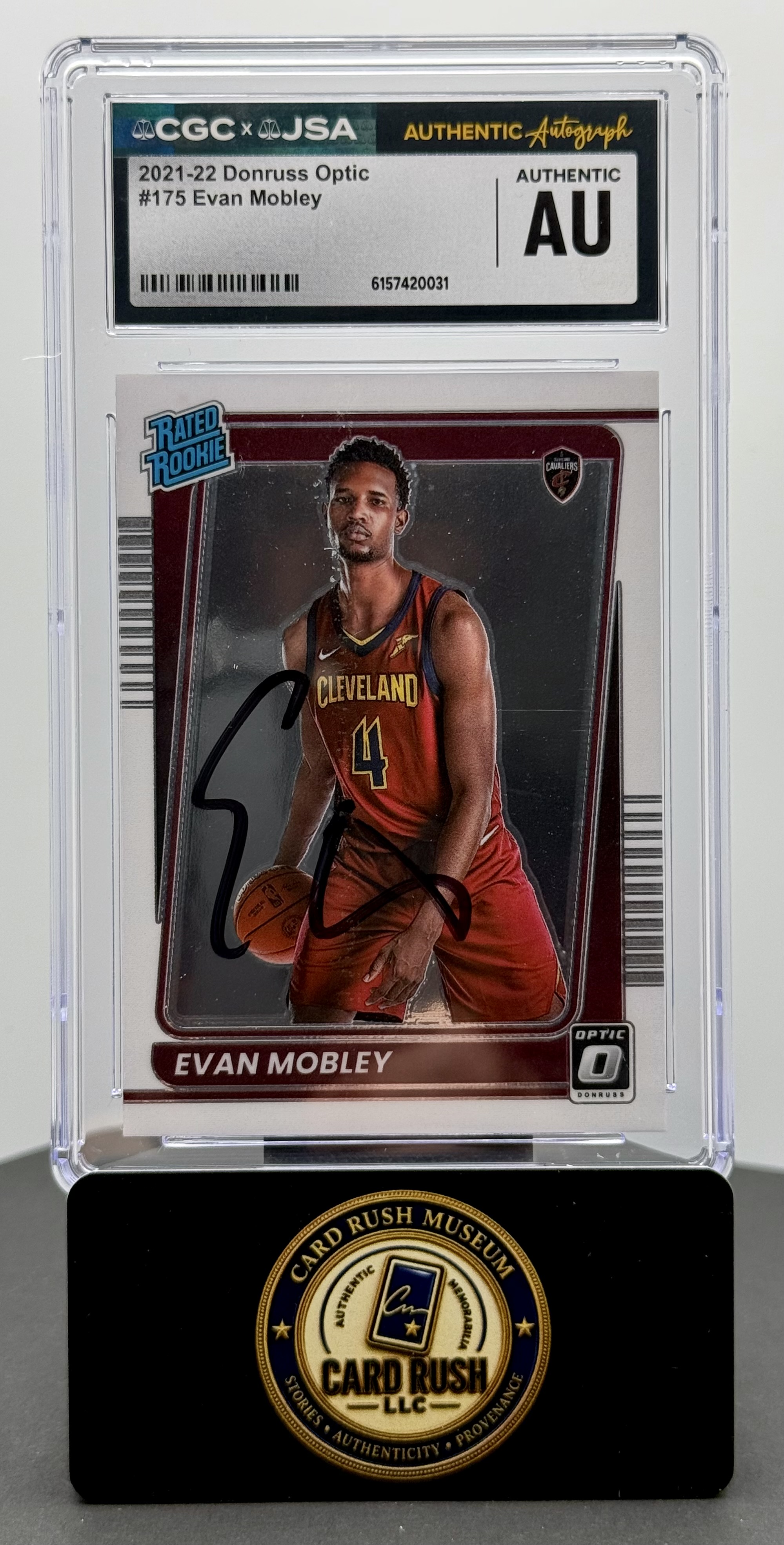2021-22 Panini Donruss Optic #175 Evan Mobley Rated Rookie Auto CGC/JSA Authentic Autograph, front