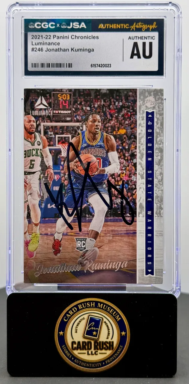 2021-22 Panini Chronicles Luminance Jonathan Kuminga RC Auto CGC/JSA Authentic Autograph Golden State Warriors